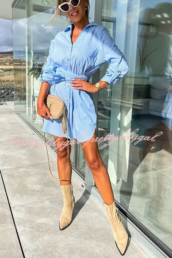 Sun Valley Tie Front Button Pocketed Shirt Mini Dress - Stylish Casual Summer Outfit for Women | Perfect for Beach, Brunch & Date Nights