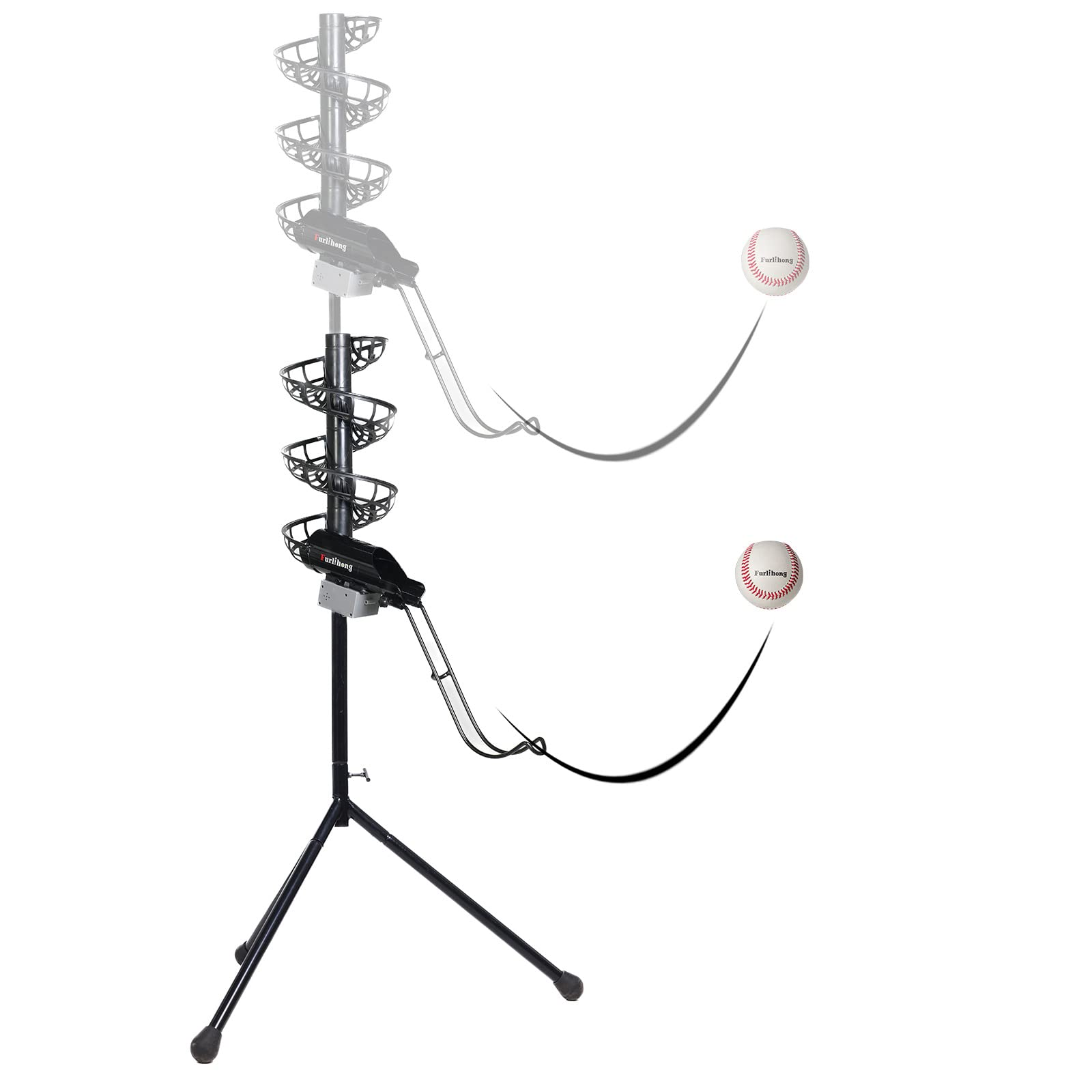 2 in 1 Automatic Baseball Pitching Machine & Soft Toss Trainer - 777BH-B with Adjustable Height, Extendable Ball Stacker & Removable Chute | Perfect for Backyard Practice, Team Training & Baseball Drills