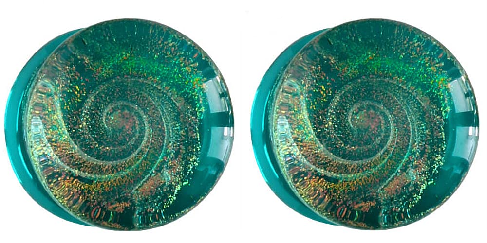 Sparkle Galaxy Double Flared Glass Plugs - 16mm Stretching Ear Gauges for Women & Men, Hypoallergenic Body Jewelry for Ear Stretching, Perfect for Daily Wear & Alternative Fashion