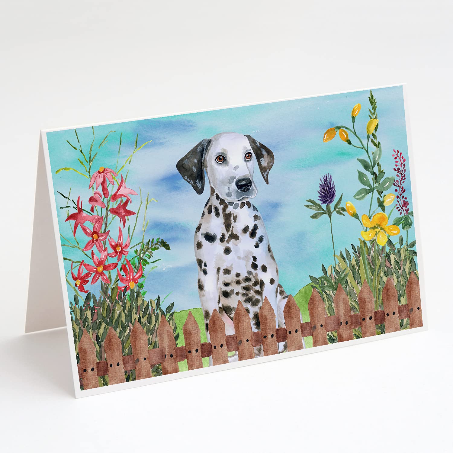 Dalmatian Puppy Spring Greeting Cards - Pack of 8 Blank A7 Note Cards (5x7 inches) with Envelopes | Whimsical Dog-Themed Stationery for Birthdays, Thank You Notes & Seasonal Greetings | Caroline's Treasures CK1270GCA7P
