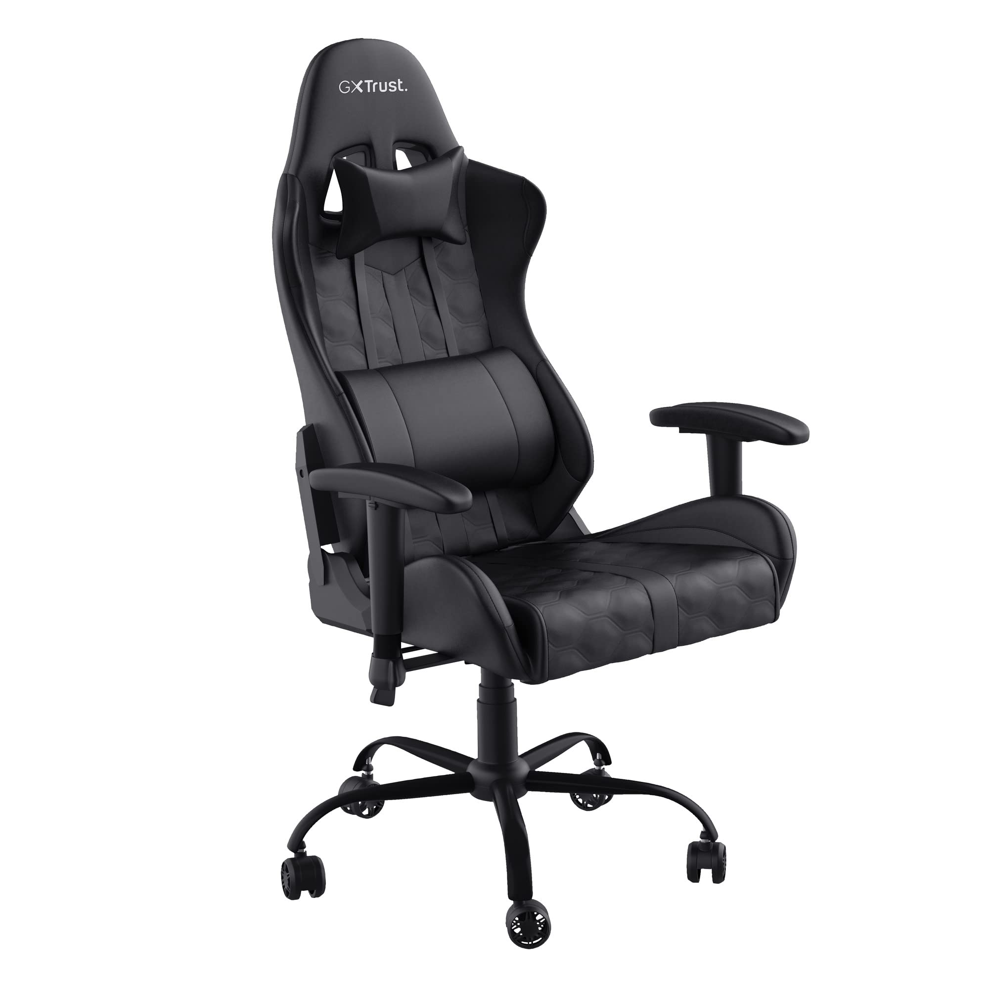 Trust Gaming GXT 708 Resto Ergonomic Gaming Chair - 360° Swivel, Adjustable Height, Removable Cushions - Black PC Office Chair for Gaming, Work & Home Use