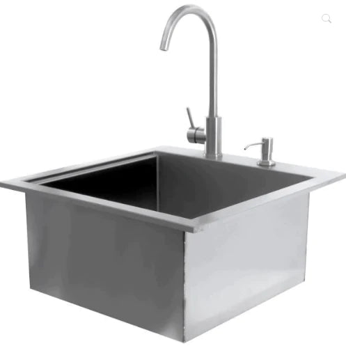 NorCal 260 Series 21 Inch Stainless Steel Commercial Drop-In Bar Sink with Hot and Cold Faucet - Perfect for Outdoor Bars, Restaurants, and Food Service Areas