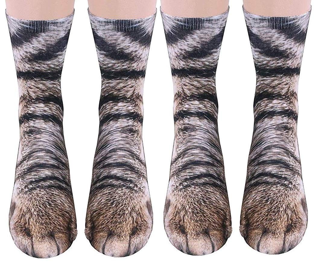 Funny 3D Animal Paw Socks - Cute Cat Tiger Dog Crew Socks for Men Women | Novelty Gifts for Pet Lovers, Costume Parties & Cozy Home Wear