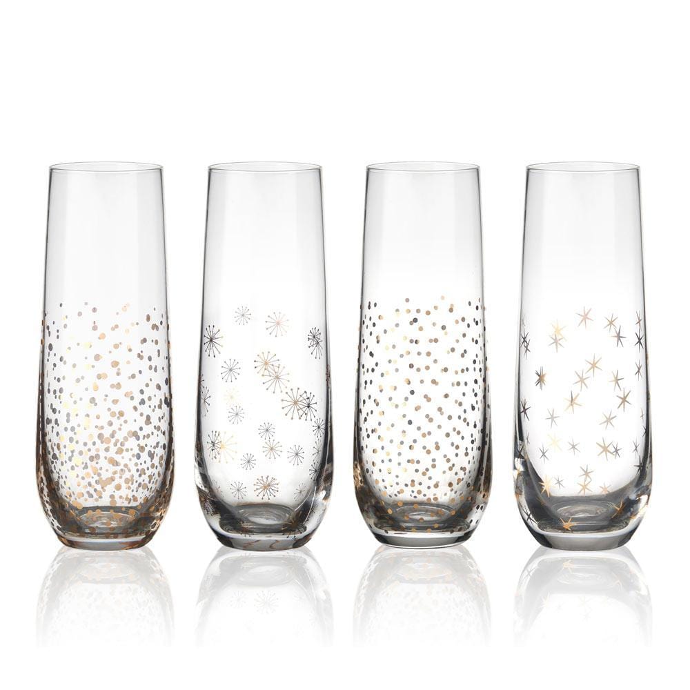 4-Pack Gold Stemless Champagne Flutes for Weddings, Parties & Celebrations - Elegant Toasting Glasses for Sparkling Wine, Cocktails & Special Occasions