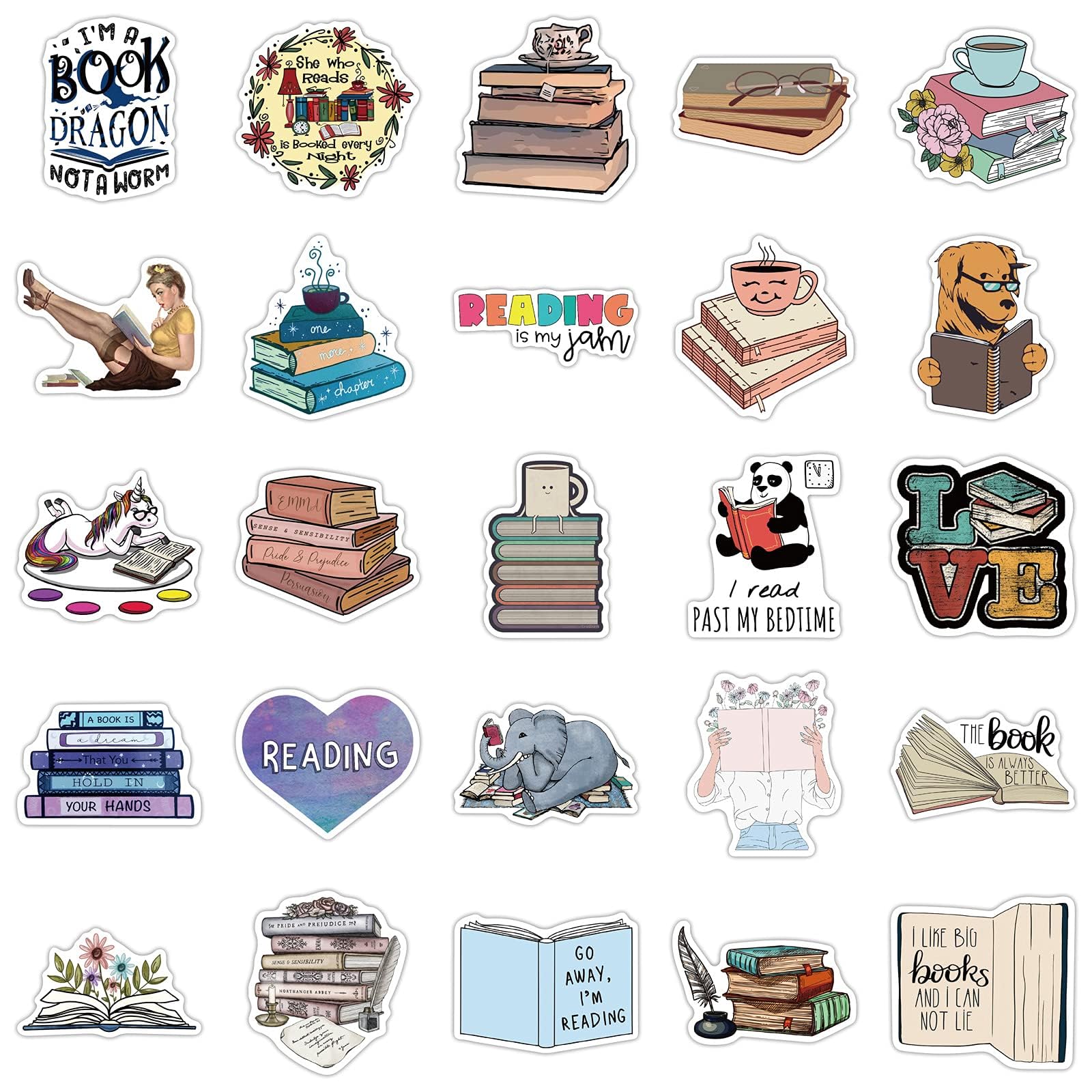 50pcs Bookish Stickers for Kindle - Aesthetic Booktok Stickers, Reading Stickers for Kindle Cases & Laptops - Perfect for Book Lovers, Journaling & Planner Decor