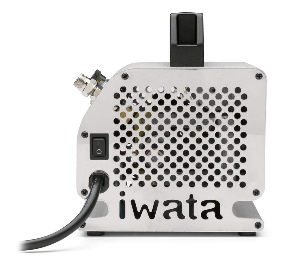 Iwata-Medea Studio Series Silver Jet Single Piston Air Compressor - Professional Airbrush Tool for Artists & Hobbyists - Perfect for Model Painting, Cake Decorating & Tattoo Art