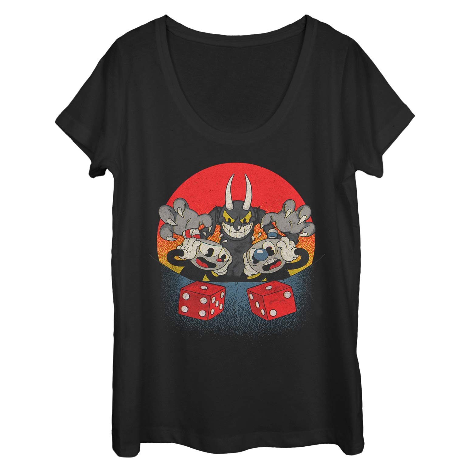 Women's Cuphead Snake Eyes Scoop Neck T-Shirt for Casual Wear