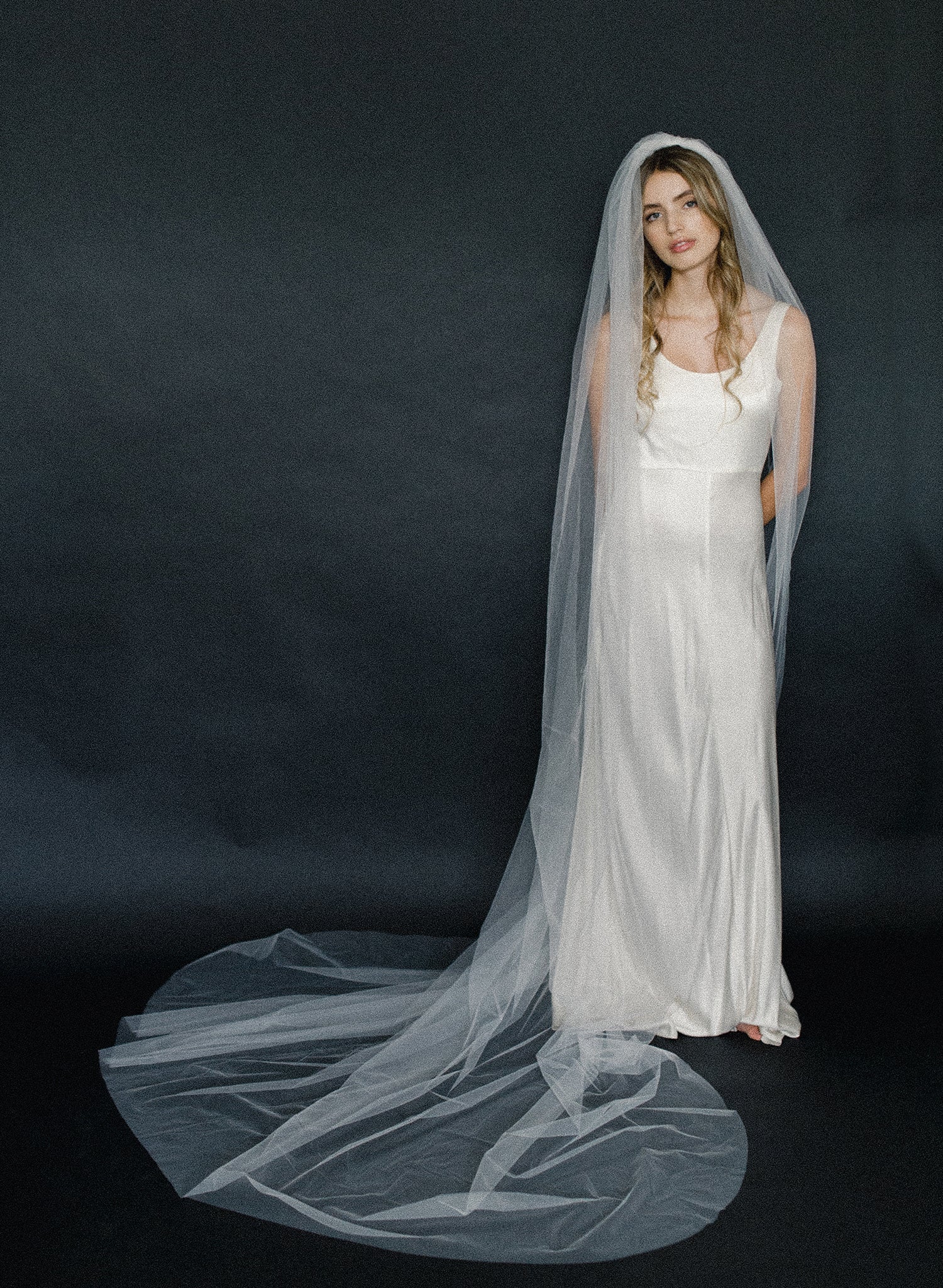 Whisper Tulle Fantasy Train Veil - Style #2009 | Elegant Wedding Veil for Brides, Cathedral Length with Delicate Lace Trim - Perfect for Romantic Weddings & Formal Ceremonies