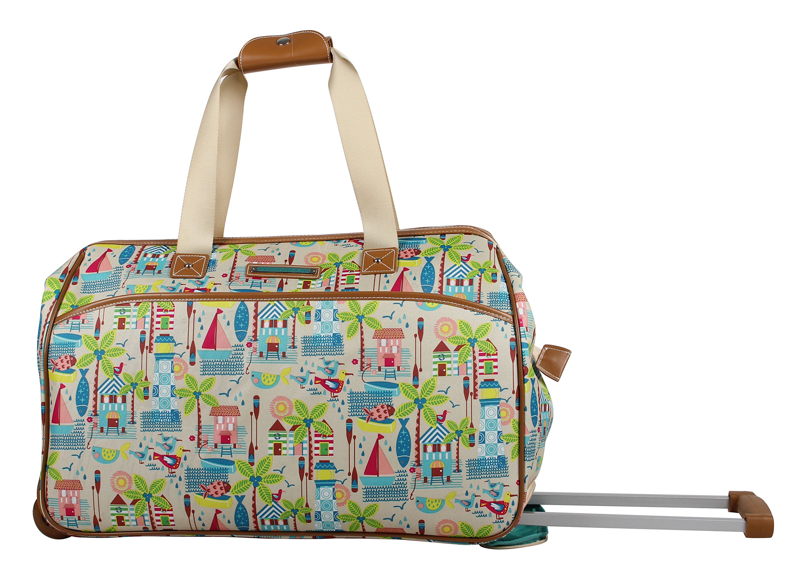 Lily Bloom Pattern 22 Inch Wheeled Duffel Bag - Lightweight Weekender Overnight Travel Carry-On Suitcase for Women | Perfect for Gym, Business Trips & Weekend Getaways