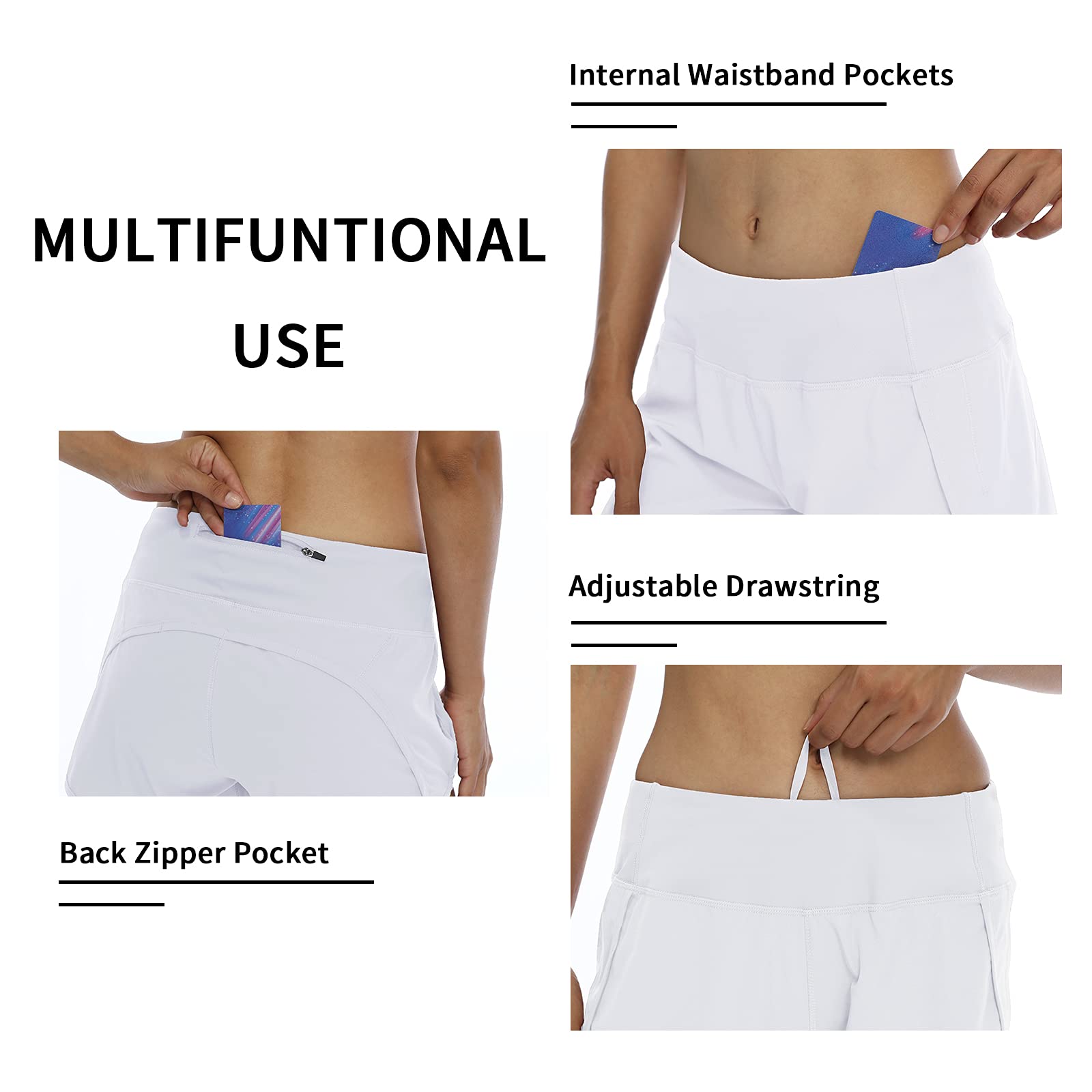 CQC Women's Running Shorts with Mesh Liner - Quick Dry Athletic Shorts for Workout, Gym & Yoga - Breathable Sports Shorts with Zip Pocket - Perfect for Jogging, Fitness Training and Outdoor Activities
