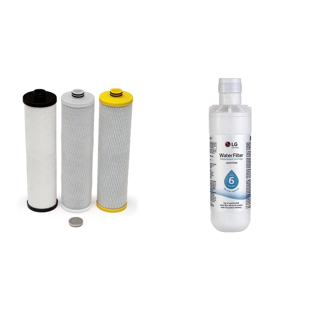 Aquasana AQ-5300+R & LG LT1000P Replacement Water Filter Cartridges - 6 Month/200 Gallon Capacity for 3-Stage Max Flow Claryum Under Sink Filtration System - Refrigerator & Kitchen Use