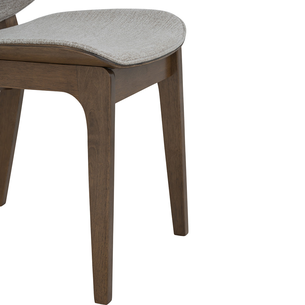 ERZA Modern Dining Chair - Solid Walnut Wood Frame & Grey Upholstery - Comfortable Kitchen, Dining Room, or Breakfast Nook Seating