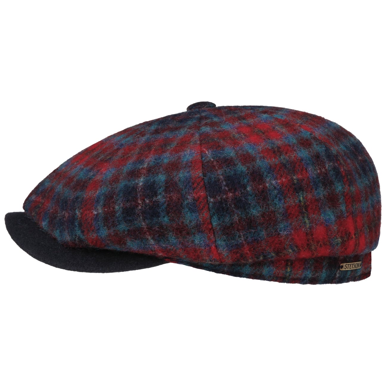 Stetson Hatteras Karlsen Wool Check Flat Cap for Men - Classic Winter Hat for Outdoor Activities, Travel & Casual Wear