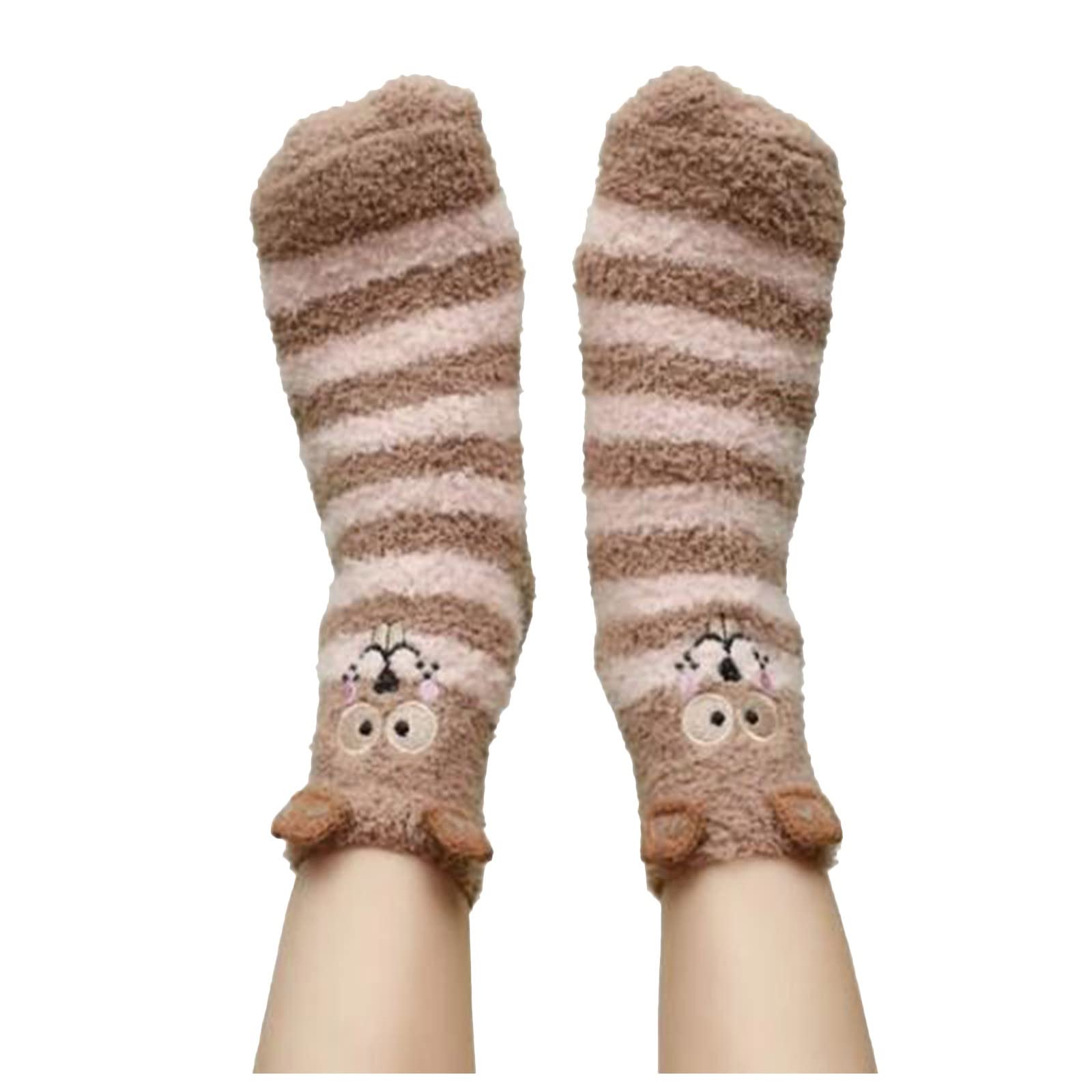 Non-Slip Cartoon Floor Slippers - Thick Warm Fuzzy Socks for Women, Cozy Sleeping Socks with Anti-Skid Grip - Perfect for Home, Yoga, Running & Winter Comfort