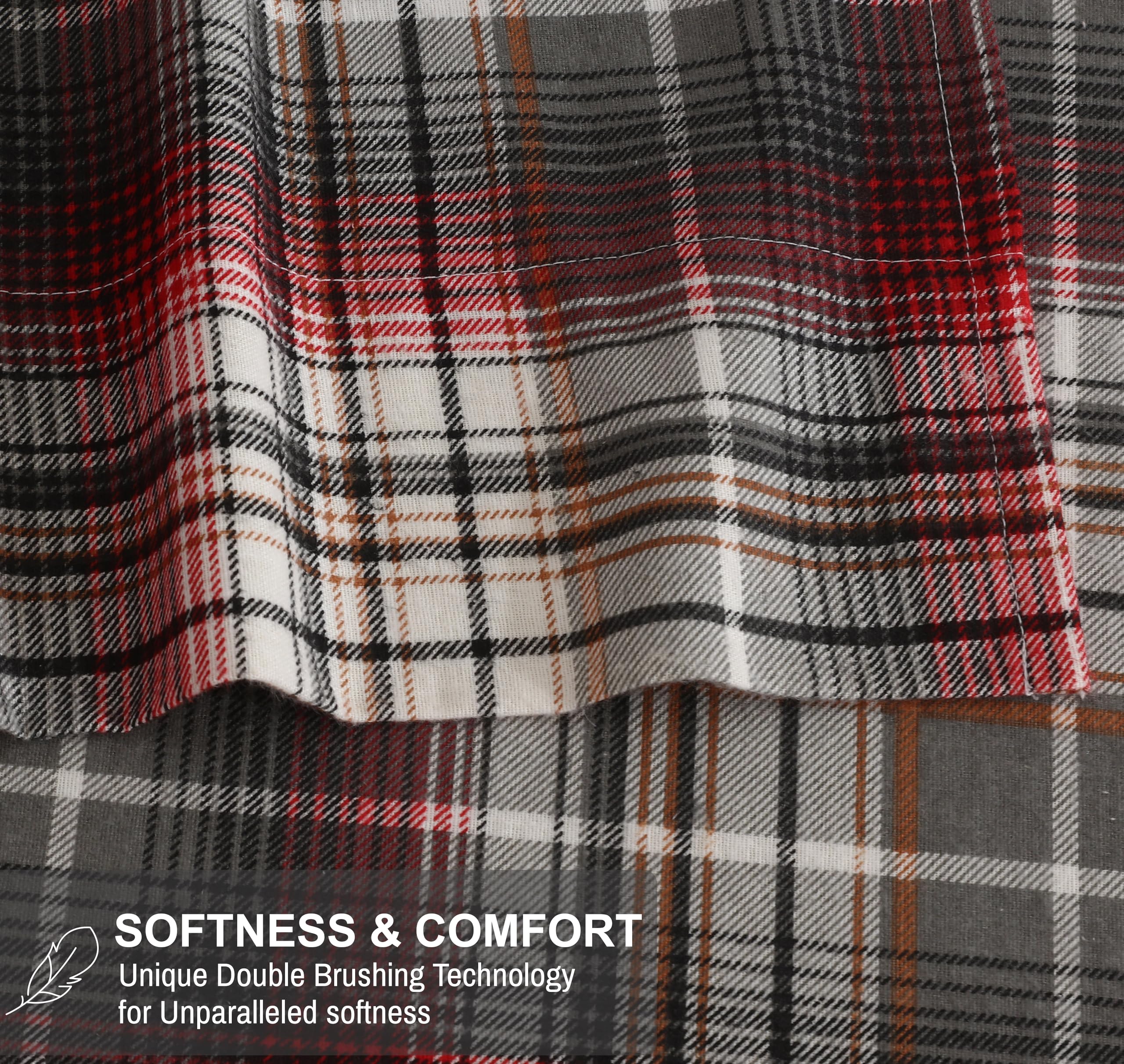 RUVANTI 100% Cotton Flannel Twin Sheet Set - Ultra Soft Double Brushed Bed Sheets with 16