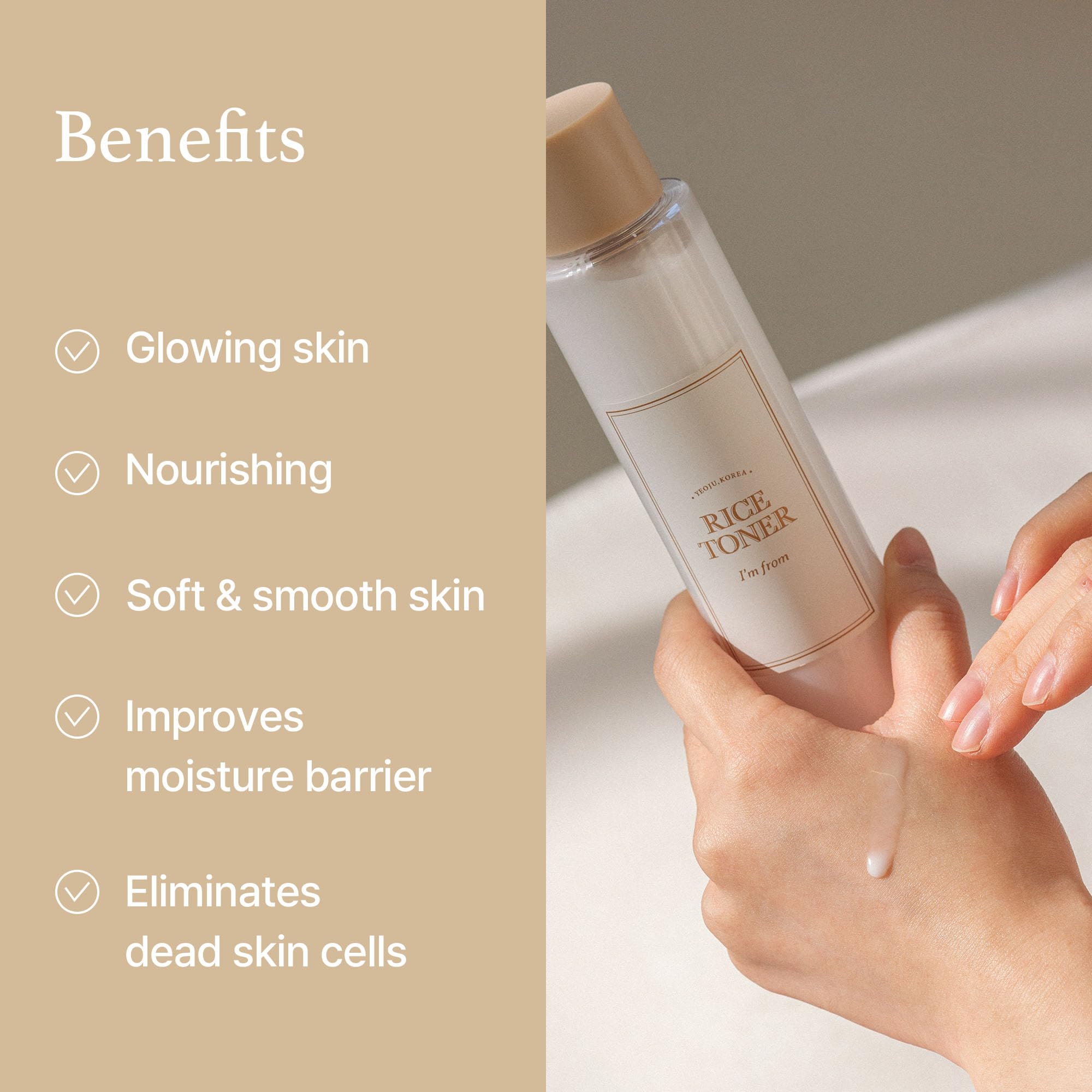 I'm From Rice Toner - Korean Milky Toner for Glowing Skin with Niacinamide | Hydrating Essence for Dry, Dull & Combination Skin | Vegan, Fragrance-Free Formula for Glass Skin Effect (5.07 Fl Oz) | Perfect for Daily Skincare Routine & Nighttime Hydration