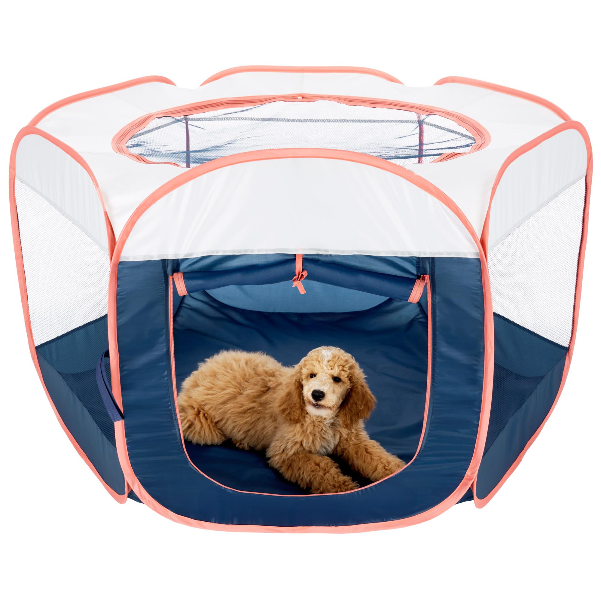 Furhaven Extra Large Portable Dog Playpen & Cat Tent - Foldable Indoor/Outdoor Pet Kennel with Zippered Door, Navy Blue | Perfect for Puppy Training, Travel, and Backyard Playtime