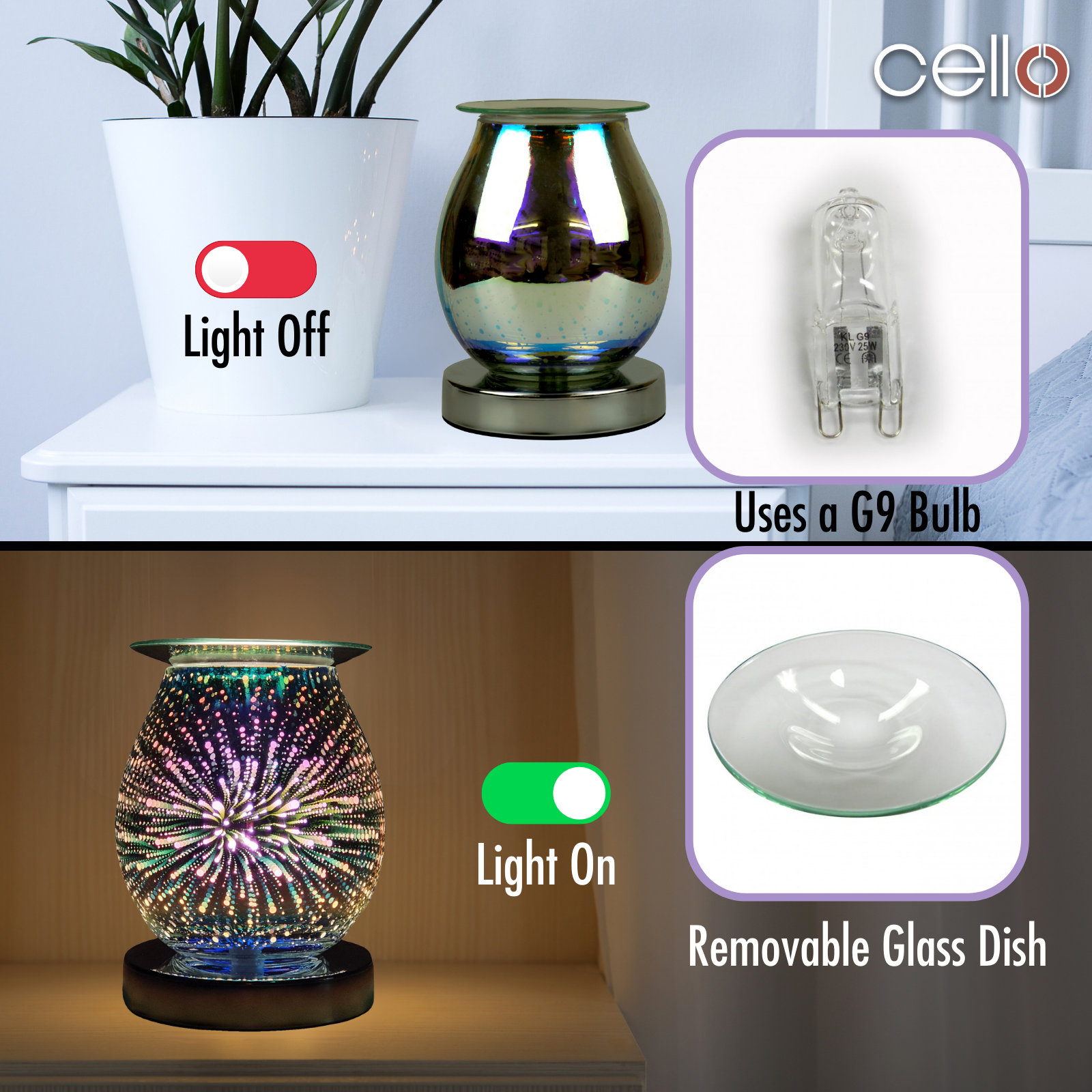 3D Pop Cello Electric Wax Warmer with Touch Control - Perfect for Aromatherapy, Home Decor, and Relaxation in Bedroom, Living Room, or Office