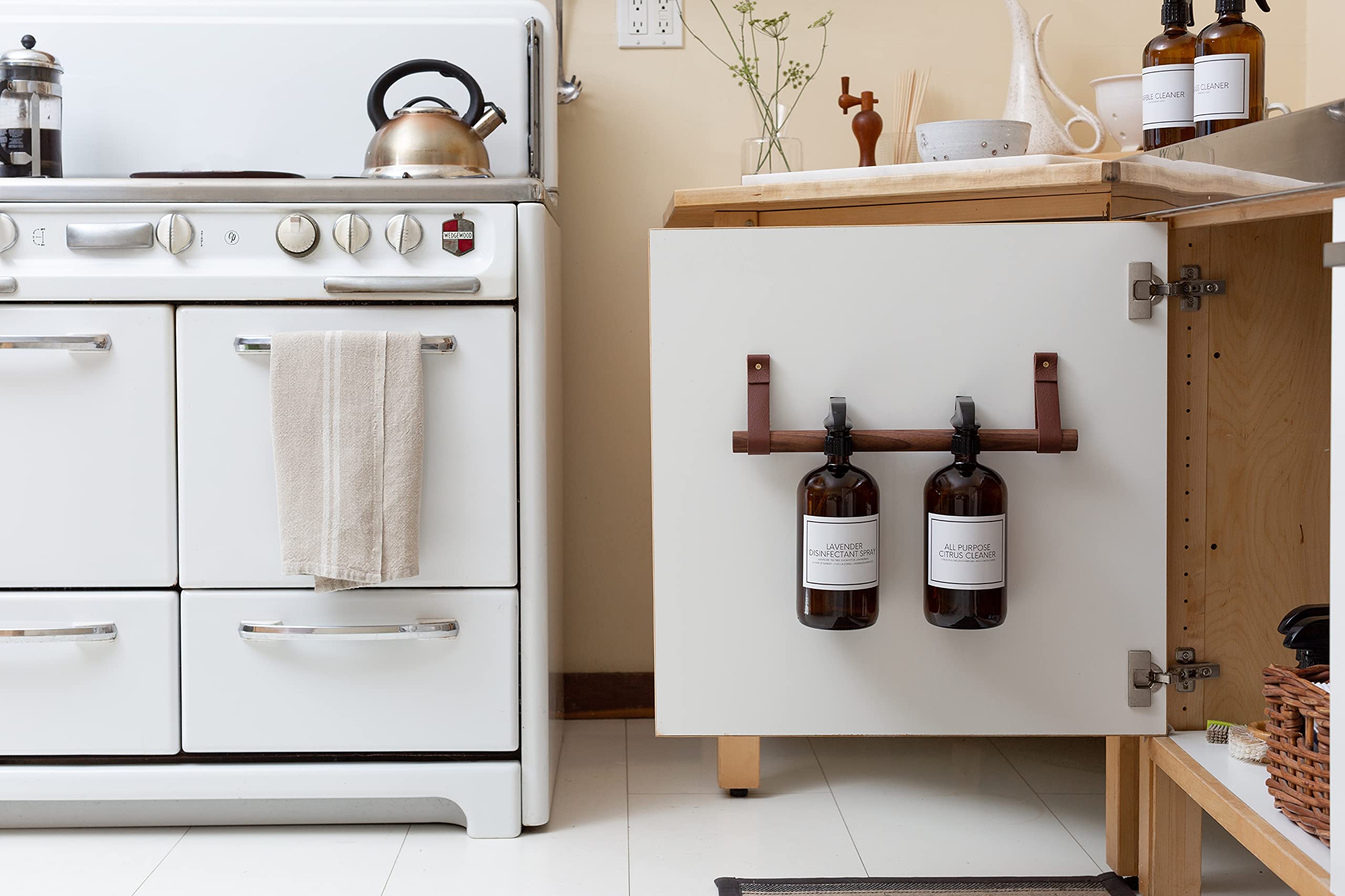 Space-Saving Cabinet Door Storage Rail - Organize Kitchen Pantry & Bathroom Supplies | Holds Spray Bottles, Towels & Cleaning Products | Perfect for Small Spaces & Clutter-Free Homes