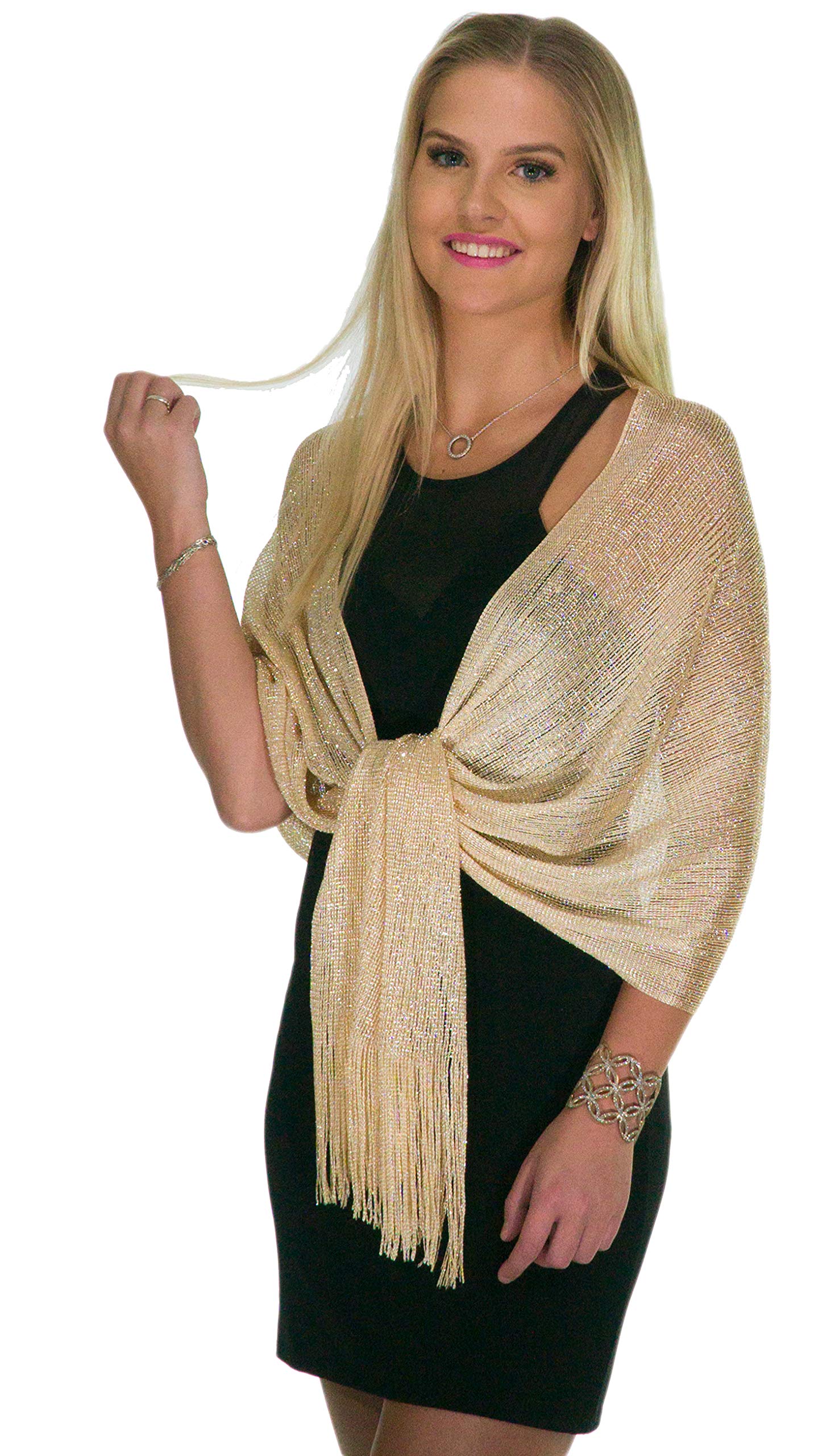 ShineGlitz Metallic Glitter Shawls & Wraps for Women - Elegant Evening Dress Accessories & Sparkling Wedding Gift - Perfect for Formal Events, Parties & Special Occasions
