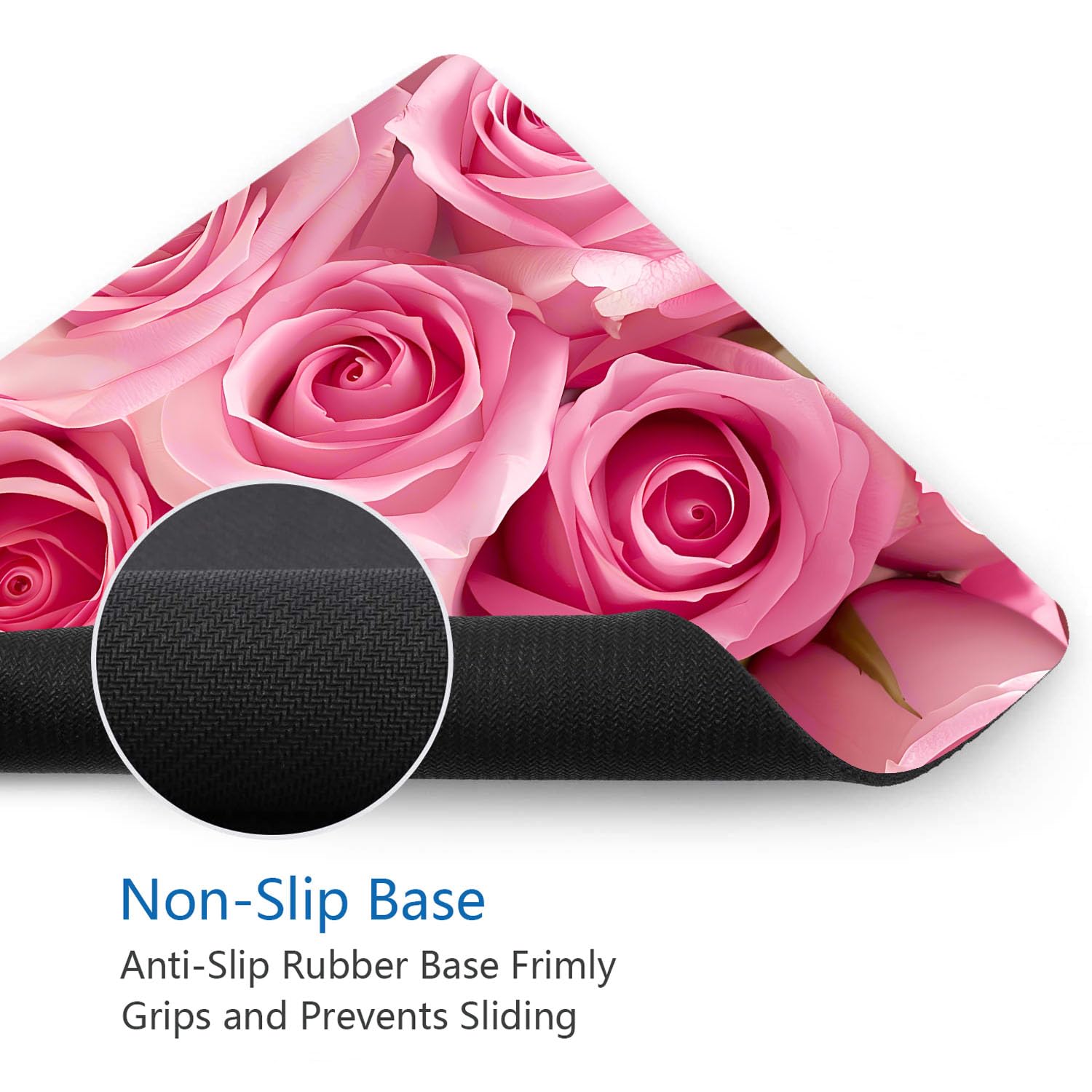Pink Roses Mouse Pad and Coasters Set - Non-Slip Rubber Base Rectangle Mouse Pad for Laptop, Computer & Office Accessories | Perfect for Home, Office & Gaming Setup