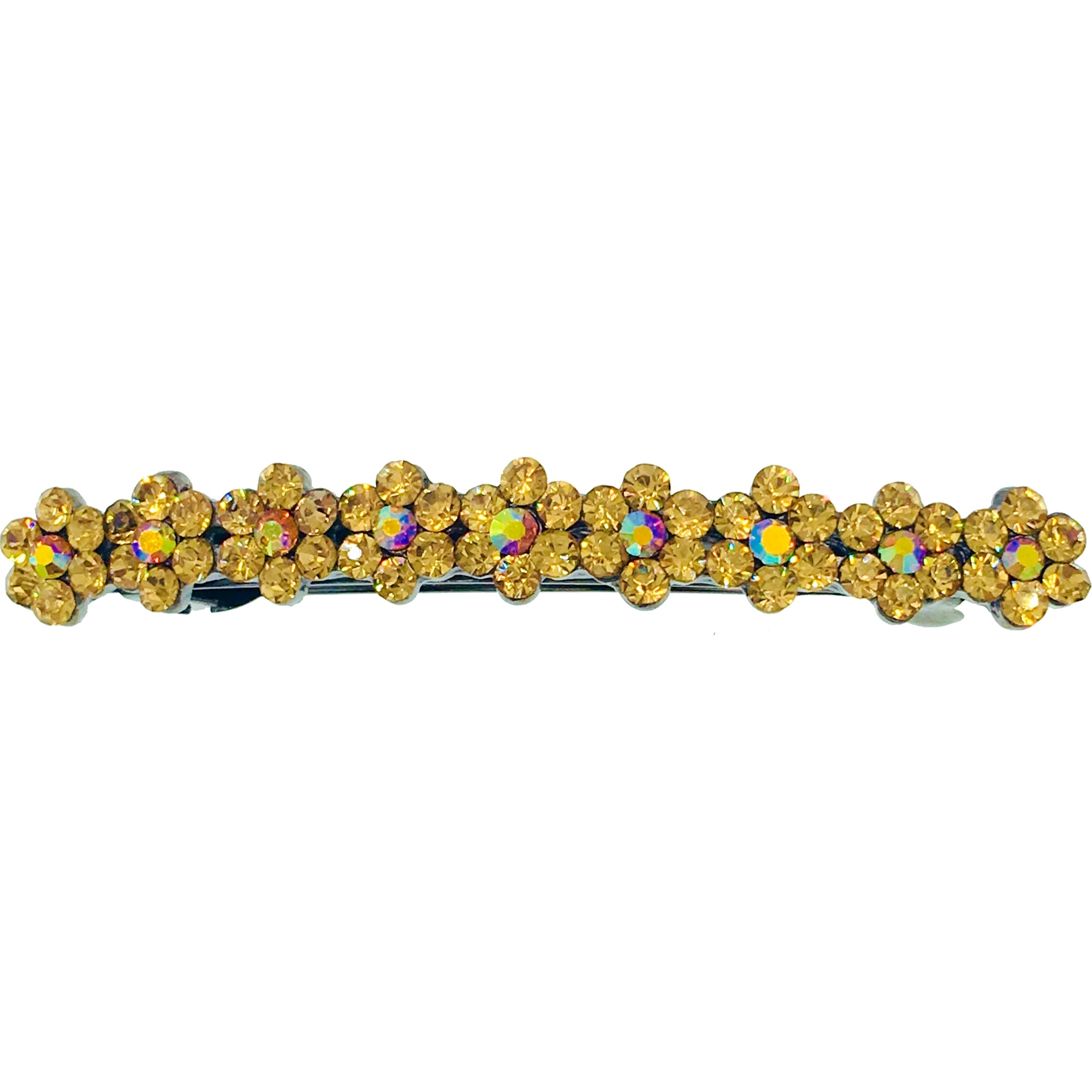 Swarovski Crystal Small Daisy Barrette Hair Clip - Black Base with Blue, Pink, Red, Purple, Green, Gray, Brown & AB Colors | Perfect for Weddings, Parties & Everyday Hair Accessories