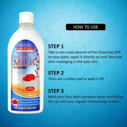 Panchvati Herbals Natural Cleansing Milk with Ayurvedic Herbs - 450ml (Pack of 2) | Gentle Face Wash for Daily Skincare Routine & Makeup Removal
