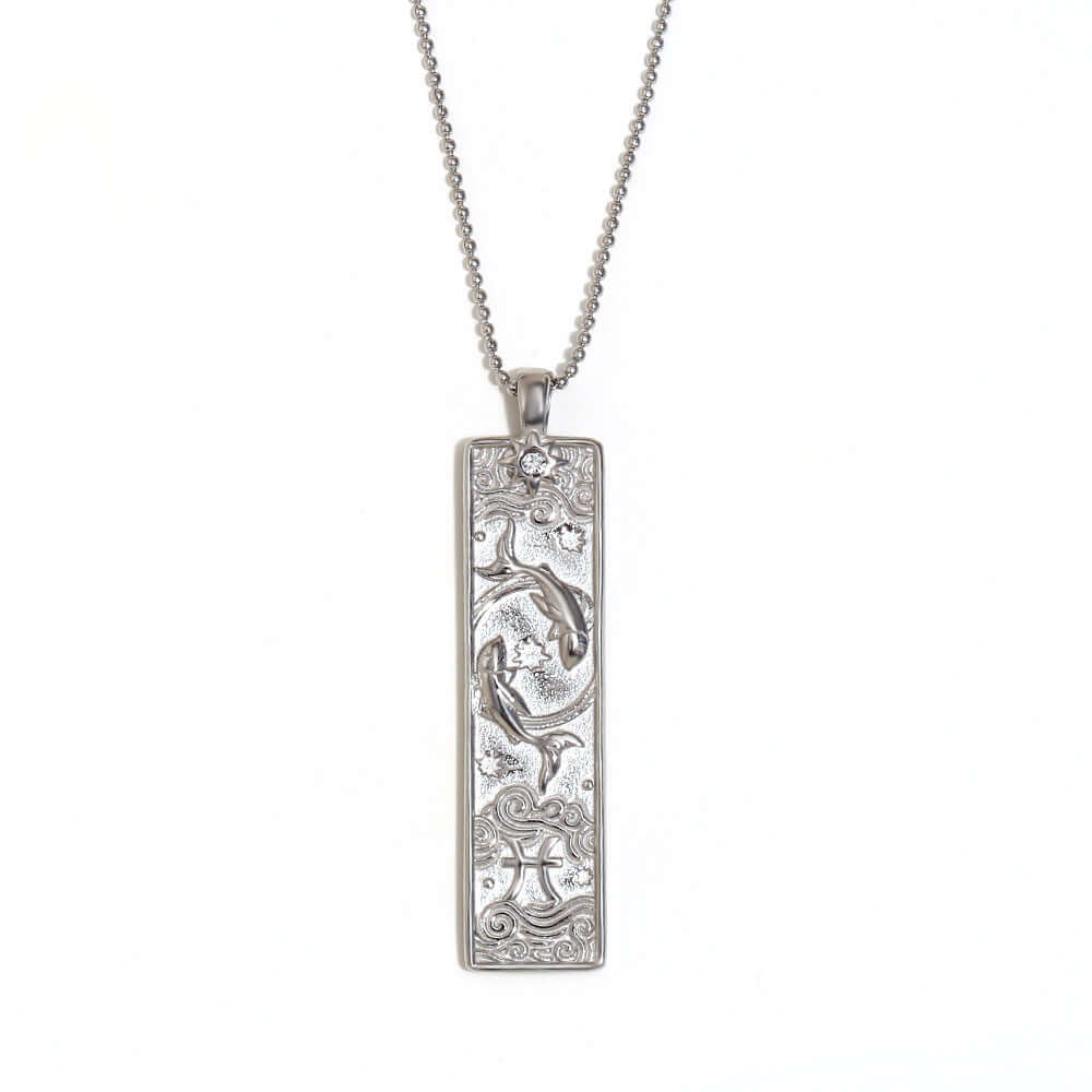 Zodiac Sign Pendant Necklace for Women - 14K Gold Plated Rectangular Charm Necklace | Perfect for Birthday Gifts, Anniversary & Daily Wear | JN3474