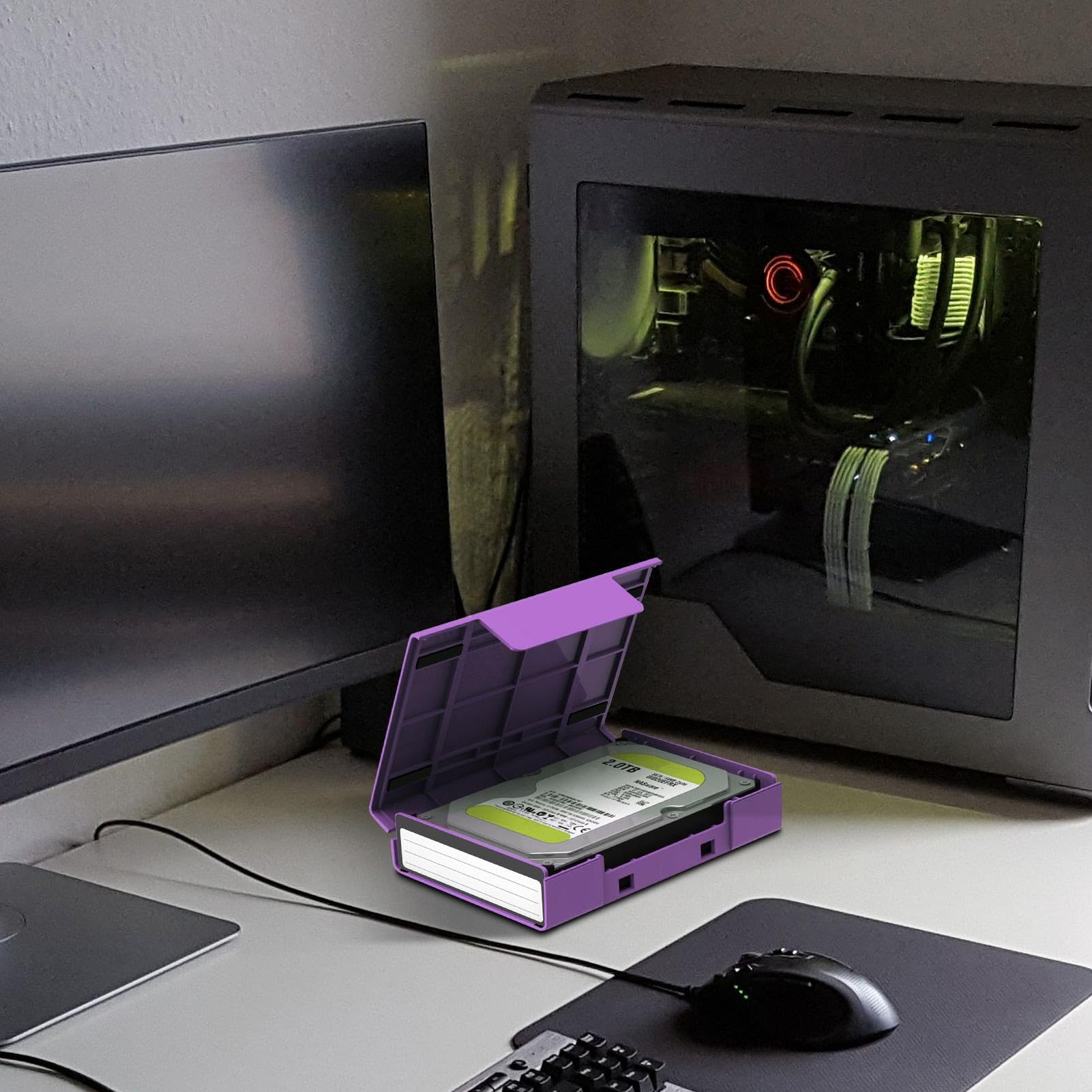 Portable Hard Drive Enclosure - USB 3.0 HDD Case with Stand for 2.5/3.5 Inch HDD/SSD | Protective Storage Solution for Motherboard, Video Card & RAM | Ideal for Data Backup, PC Upgrades & Electronics Protection