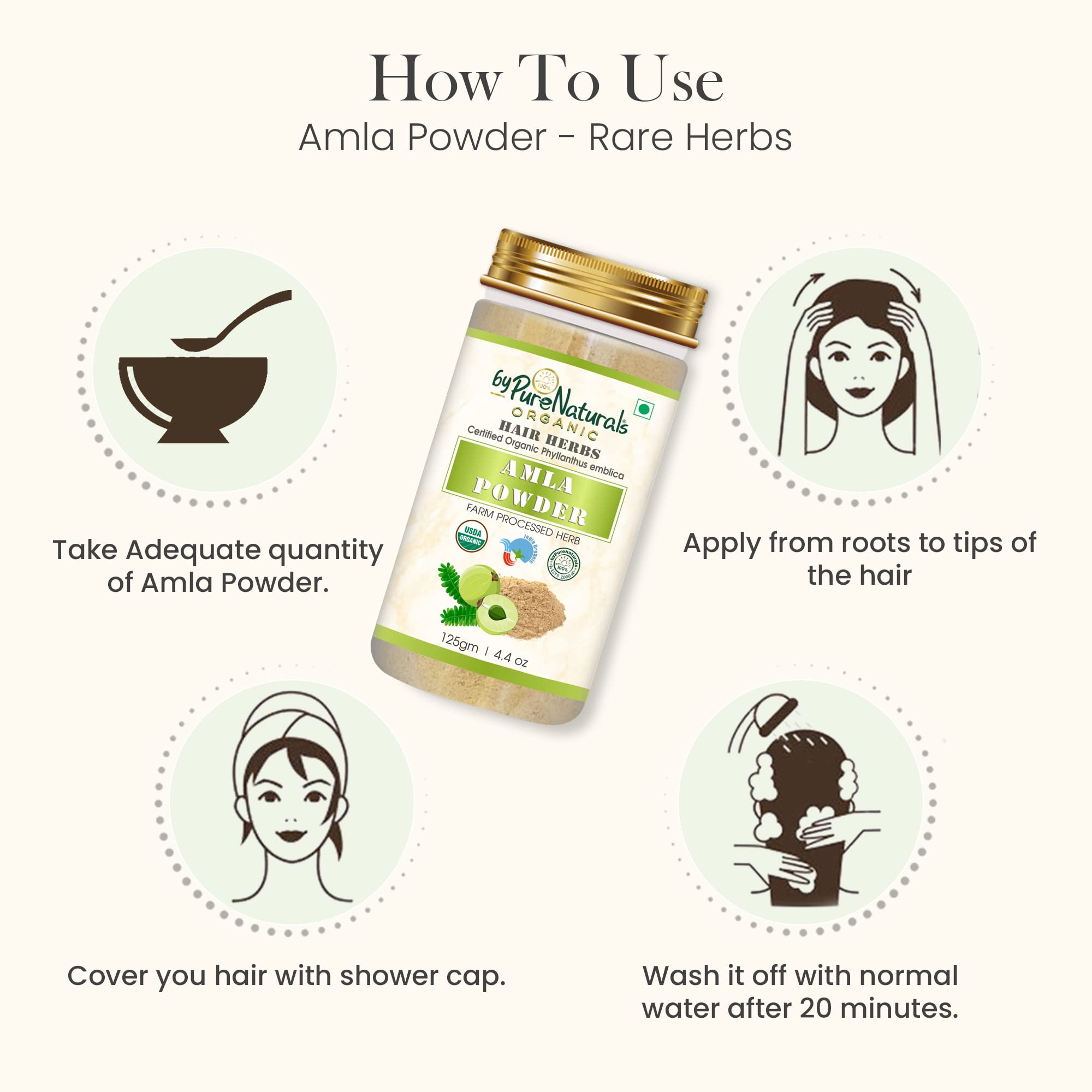 Organic Amla Powder 100% Natural | Phyllanthus Emblica (Indian Gooseberry) | Promotes Hair Growth & Healthy Skin | Face Care & Beauty | 125g for Smoothies, Hair Masks & Skincare Routines