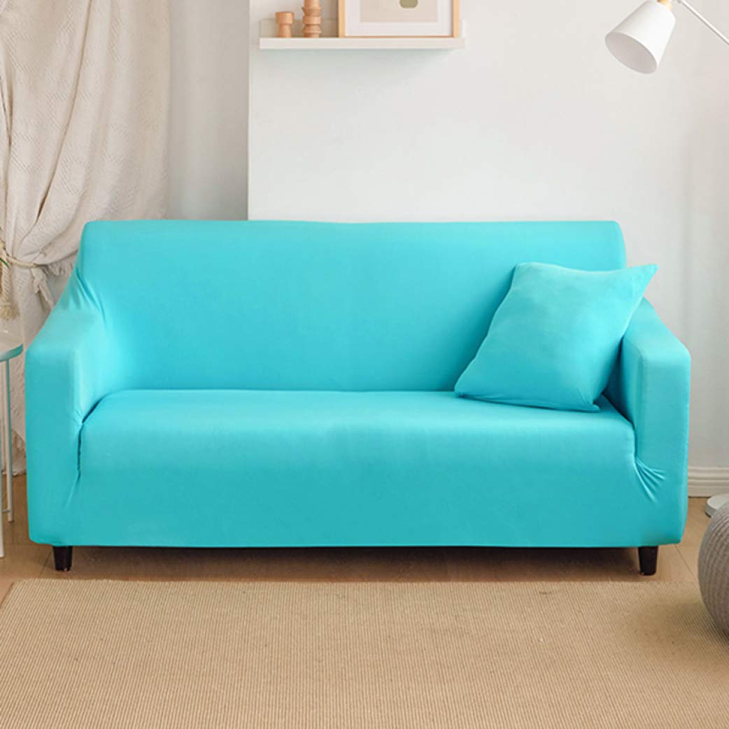 YURASIKU Stretch Sofa Slipcover - Sky Blue Washable Couch Cover, Non-Slip & Anti-Dirty 4-Seater Armchair Protector for Living Room Furniture - Perfect for Pet Owners & Family Gatherings