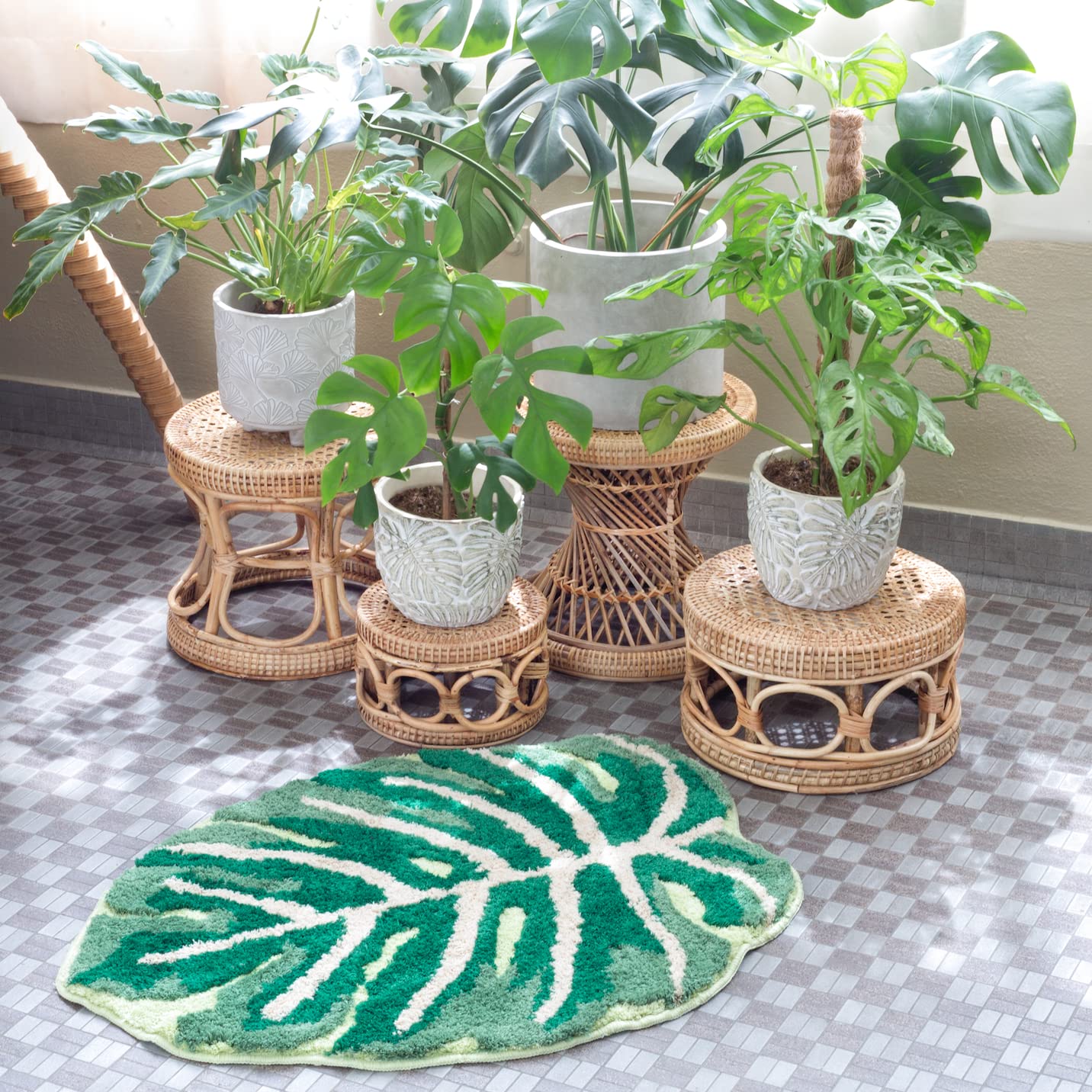 Non-Slip Monstera Leaf Bath Mat & Kitchen Rug - 32