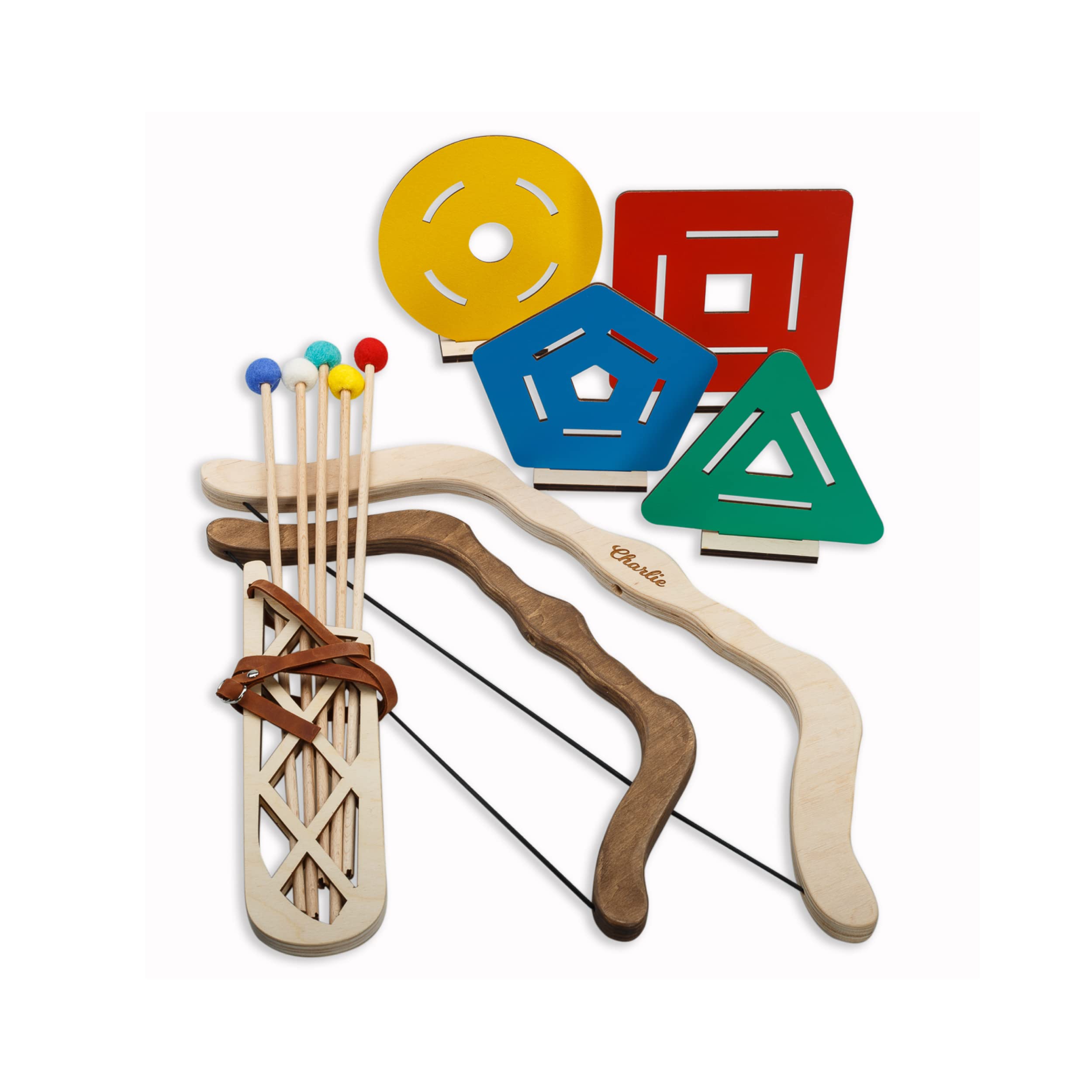 Personalized Wooden Bow and Arrow Set for Kids - Custom Name Engraved Archery Toy for Boys & Girls - Outdoor Hunting Game, Montessori & Waldorf Educational Toys - Perfect for Easter Gifts, Birthday Presents, and Backyard Play