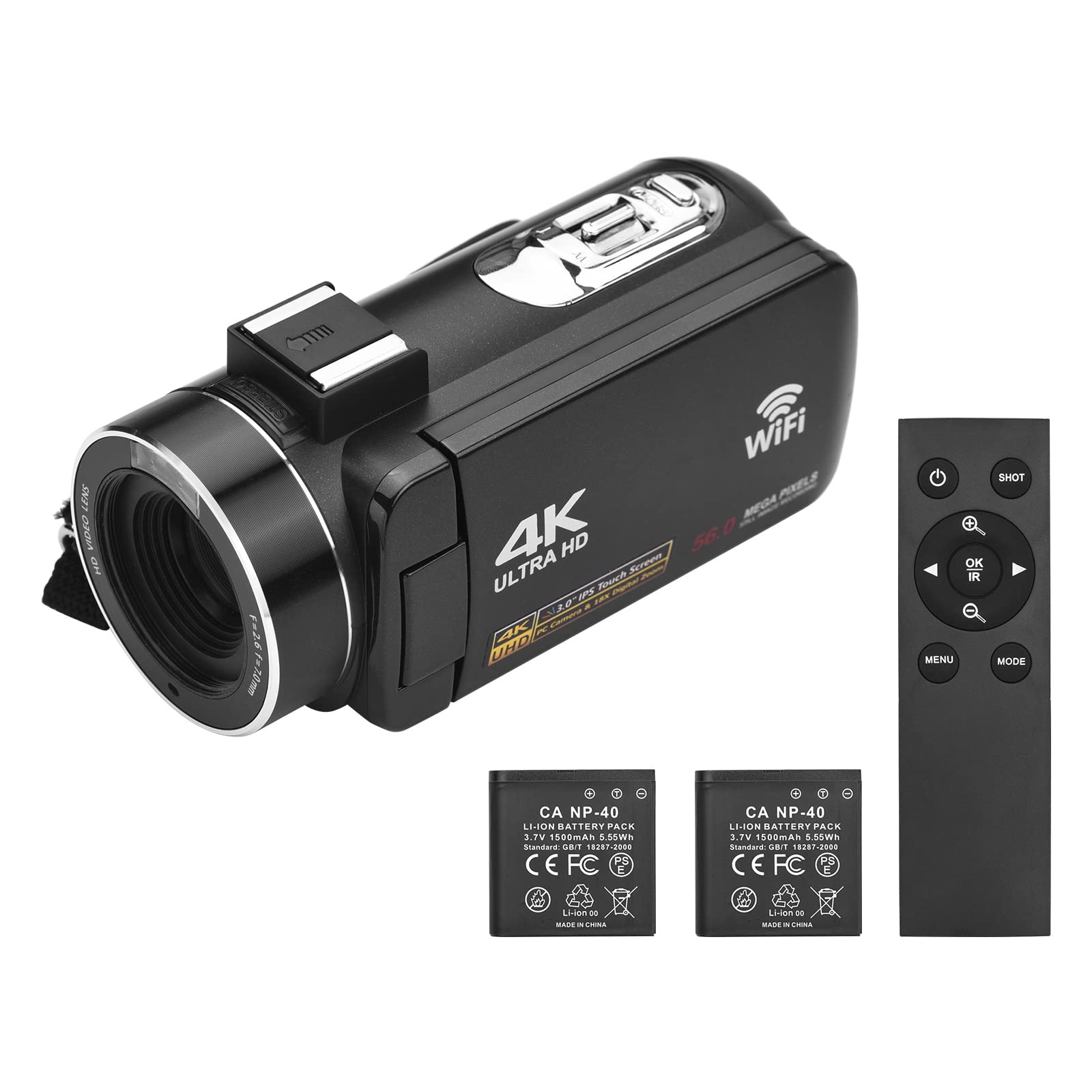 Andoer 4K WiFi Digital Camcorder with 56MP, 18X Zoom, 3