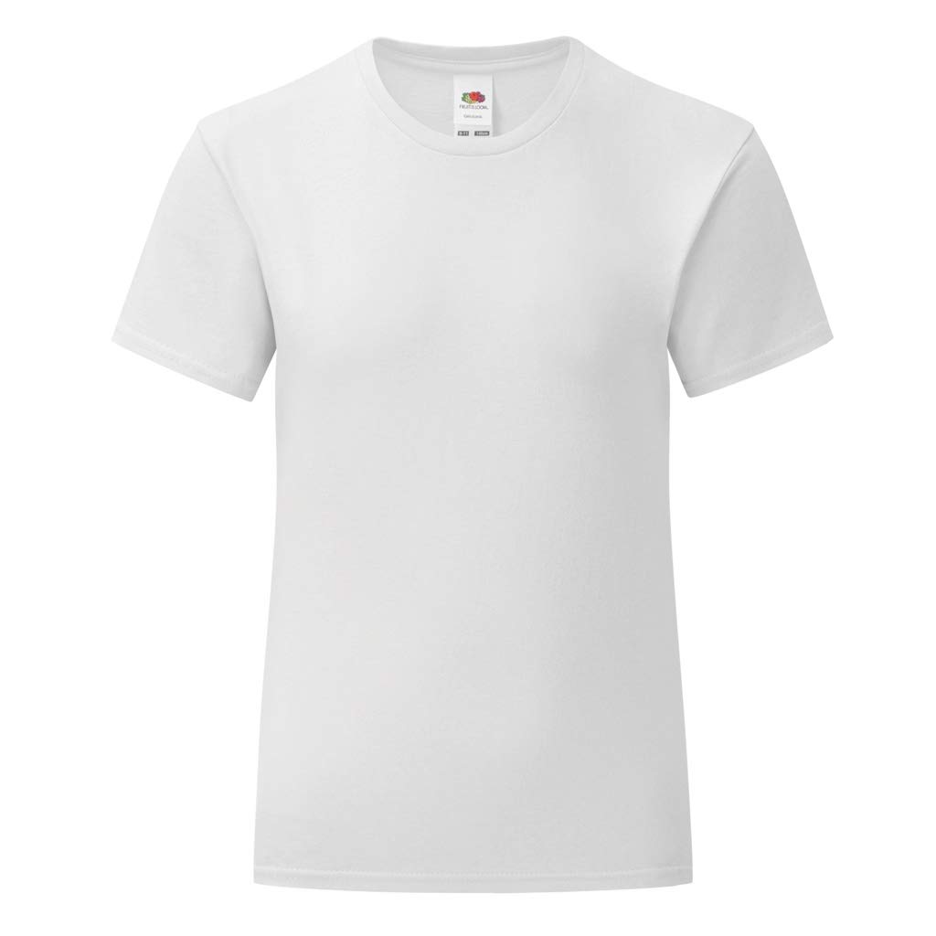 Fruit of the Loom Girls Iconic T-Shirt for Ages 7-8 | Light Graphite Cotton Tee | Casual Wear, School Uniform & Everyday Outfits