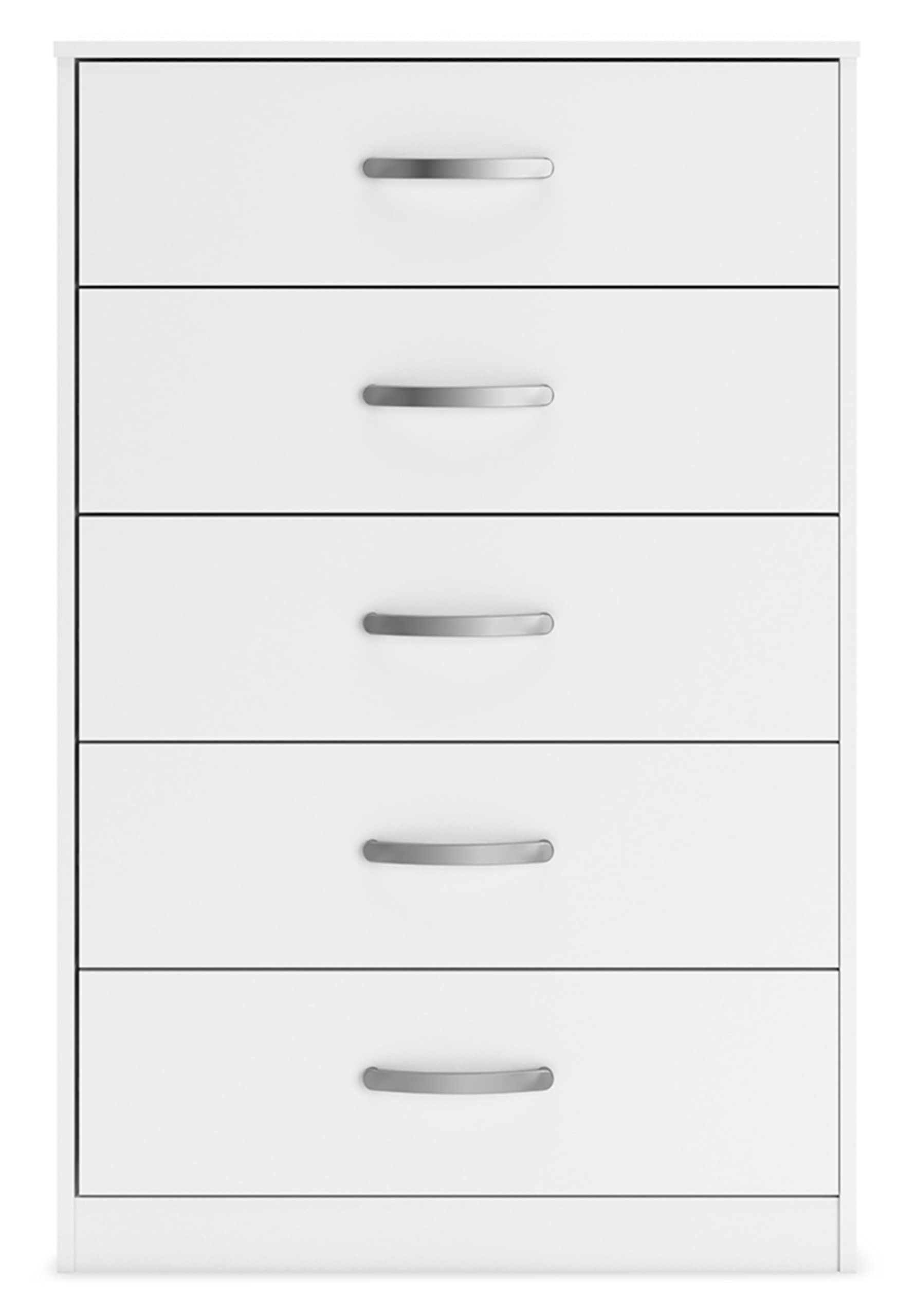 Signature Design by Ashley Flannia 5-Drawer Dresser - White Wooden Chest with Dovetail Construction & Safety Stop - Perfect for Bedroom, Nursery or Closet Storage Organization