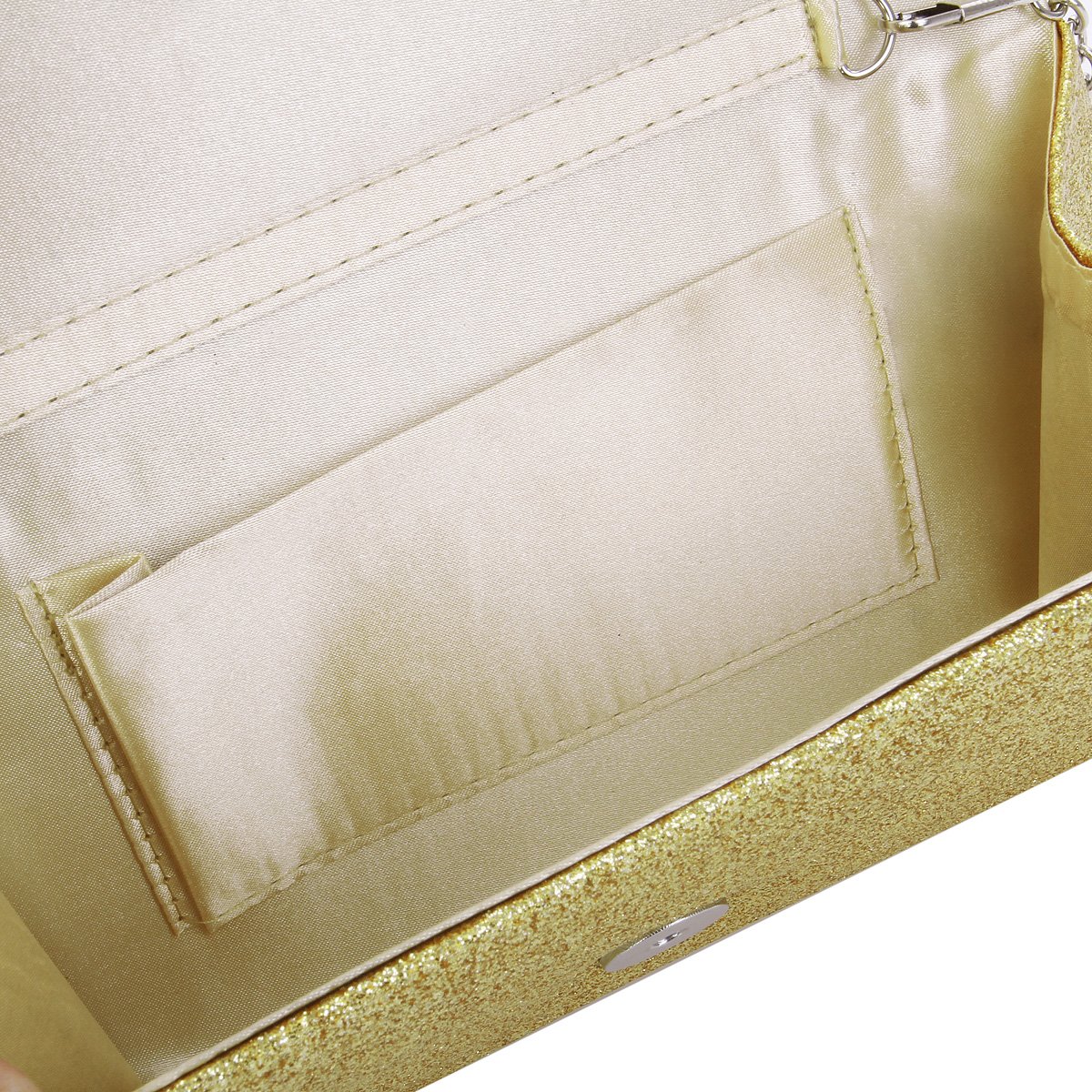 Luxury Small Metallic Glitter Flap Clutch Evening Bag for Women - Elegant Party Handbag for Weddings, Prom, Cocktail Events & Night Out
