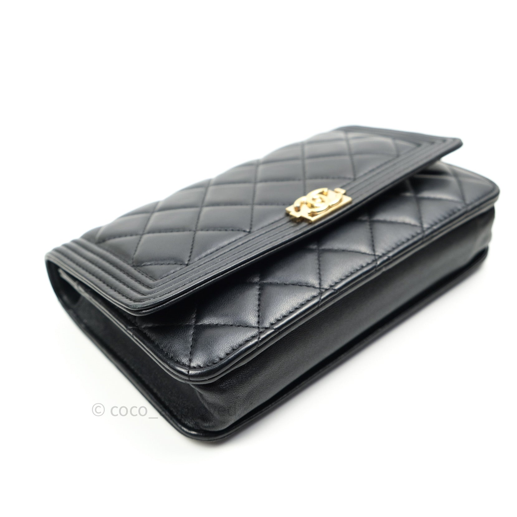 Chanel Boy Wallet on Chain WOC Black Lambskin Gold Hardware - Luxury Crossbody Bag for Women, Perfect for Evening Parties & Daily Use