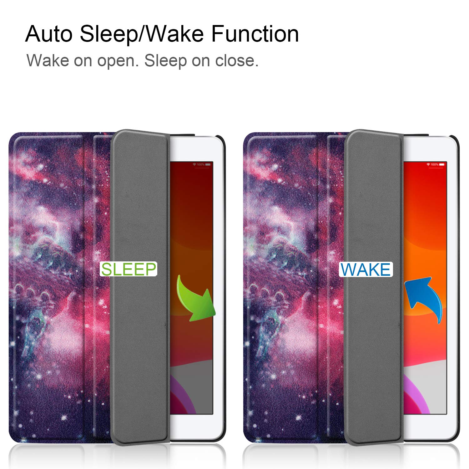 Ultra Slim Lightweight Protective Case for iPad 8th/7th Generation 10.2 Inch (2020/2019) - Auto Sleep/Wake Trifold Stand Cover with Shock Absorption - Perfect for Work, School & Travel (Star Galaxy Design)