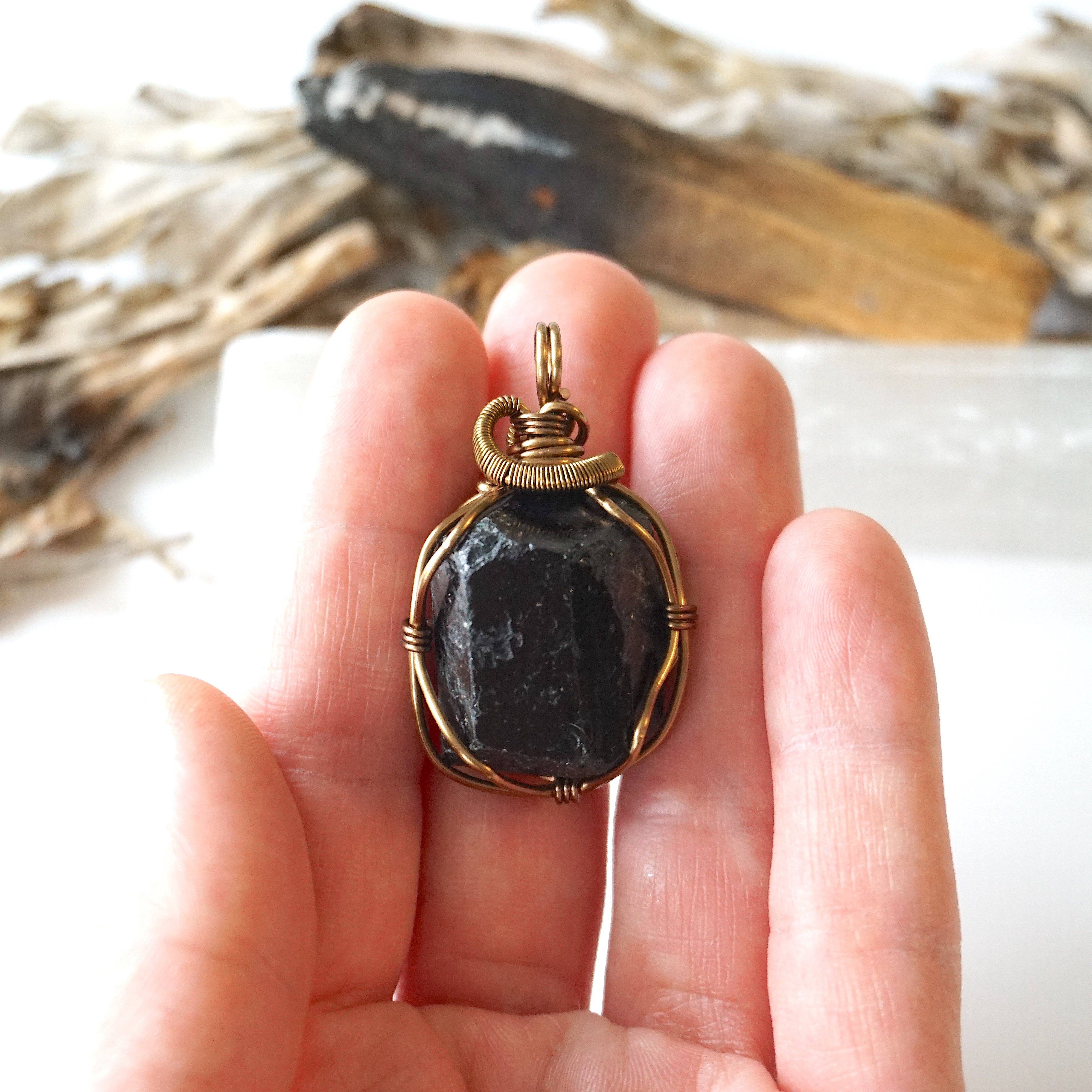 Raw Black Tourmaline Necklace with Antique Bronze Pendant - Natural Healing Crystal Jewelry for Protection, Grounding & Positive Energy | Perfect for Meditation, Yoga & Spiritual Gifts