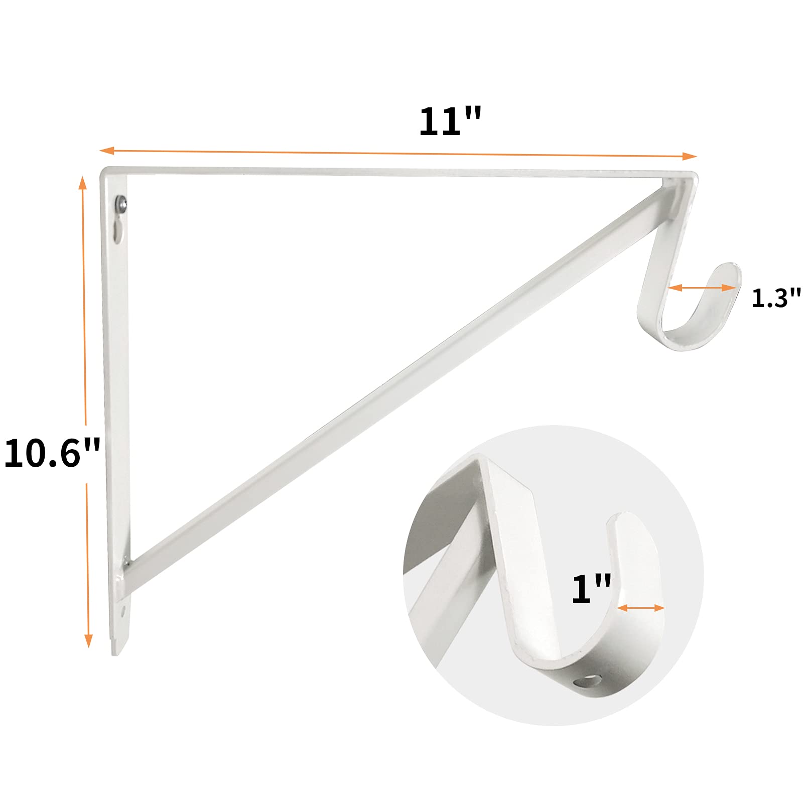Heavy Duty Closet Shelf and Rod Brackets - 3 Pack White - Perfect for Bedroom Closet Organization, Laundry Room Storage & Garage Shelving