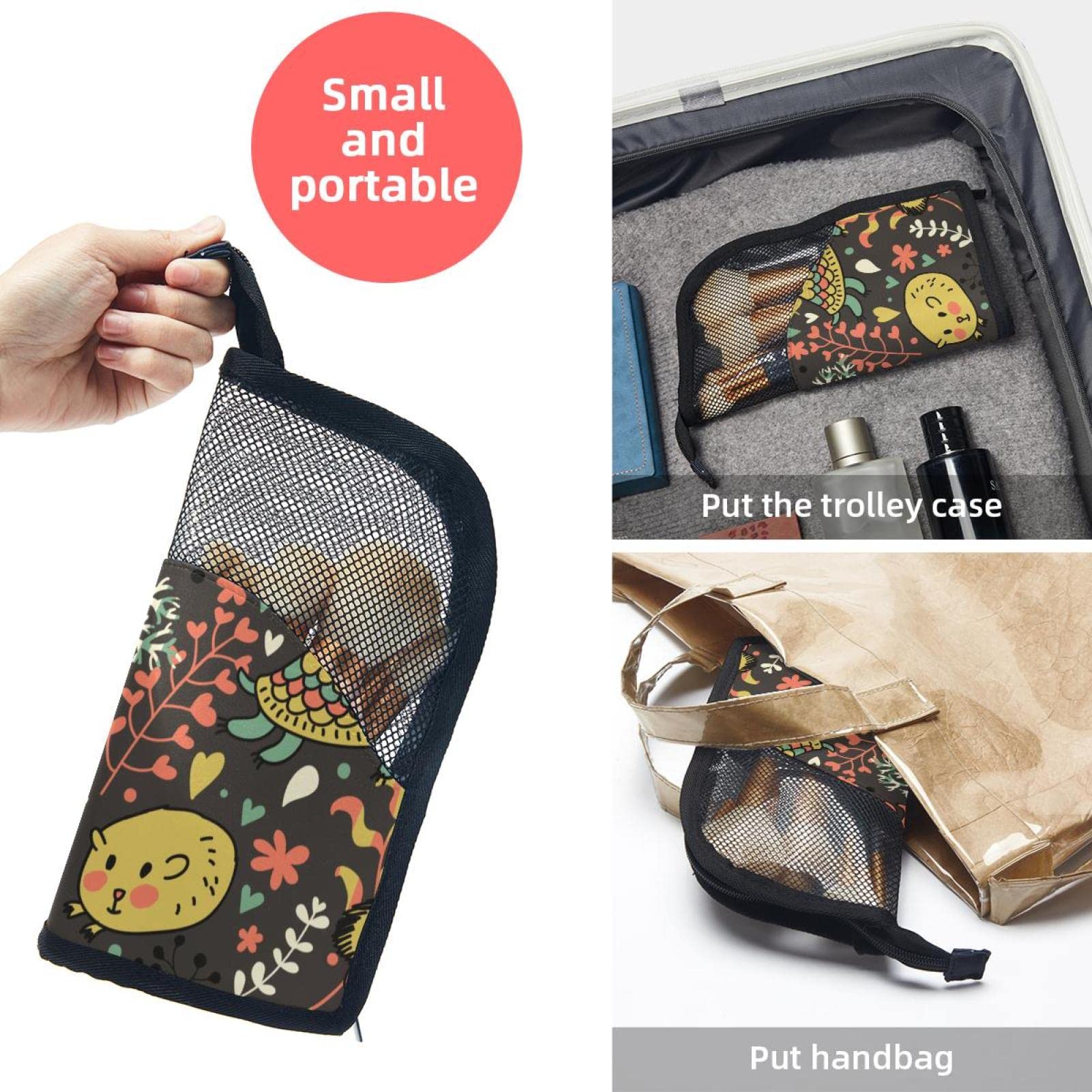 Premium Makeup Brush Organizer Bag with 12 Brushes - Cute Cat, Bird, Dog & Flower Design - Portable Travel Cosmetic Brush Holder Case - Perfect for Home, Travel & Professional Makeup Artists