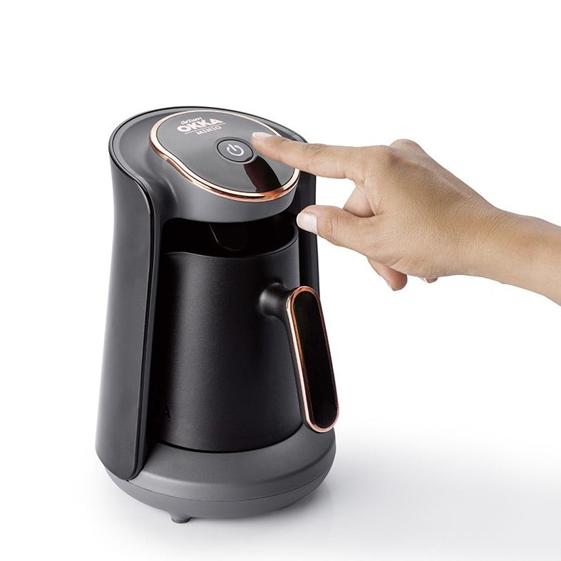 Arzum Okka Minio Automatic Turkish Coffee Maker - Electric Stovetop Brewer for Rich Espresso & Traditional Coffee, Black/Silver - Perfect for Home, Office & Gifts