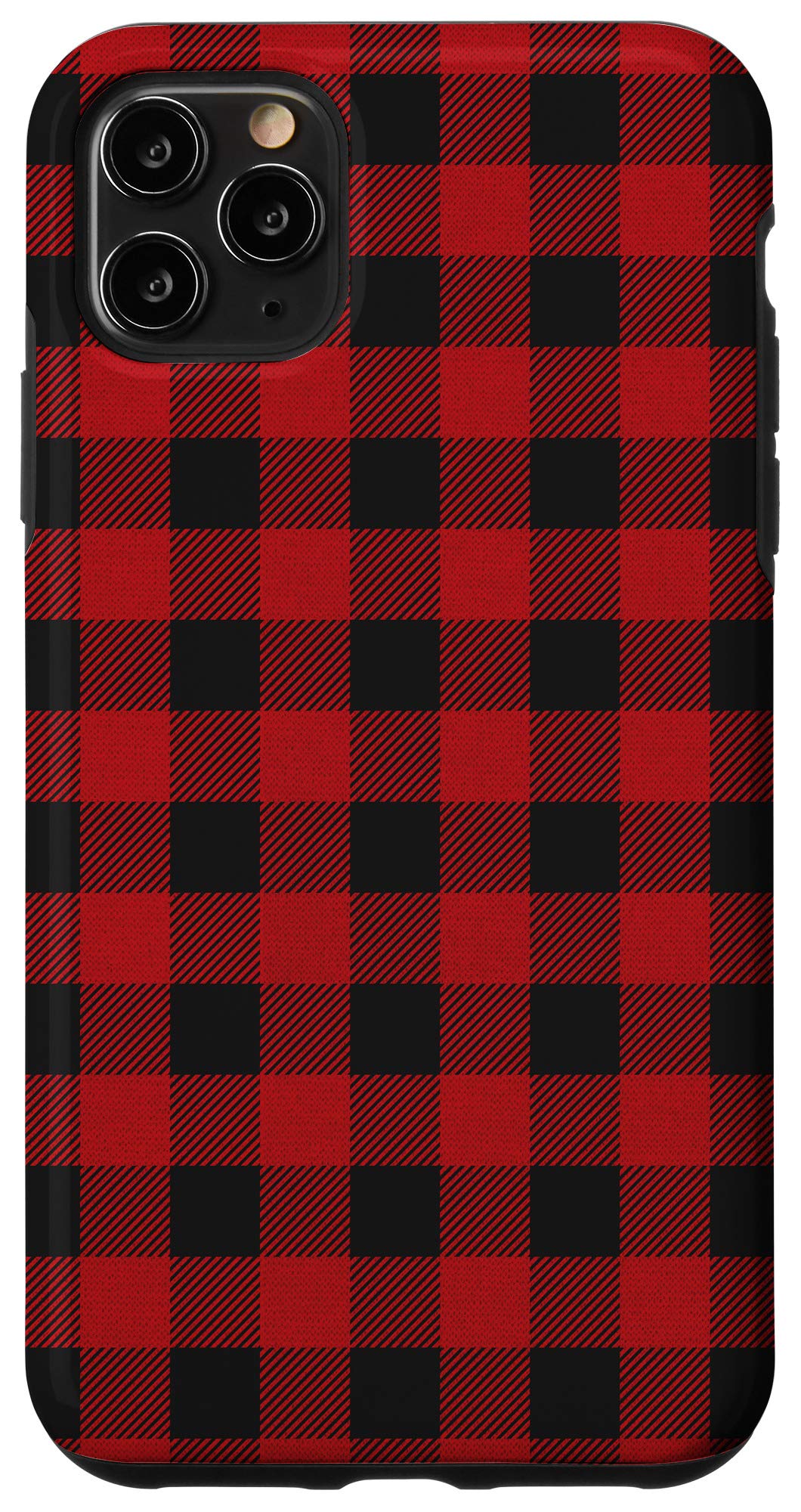 iPhone 11 Pro Max Case - Black & Red Buffalo Plaid Christmas Checkered Gingham Flannel Cover | Perfect Holiday Gift & Winter Protection