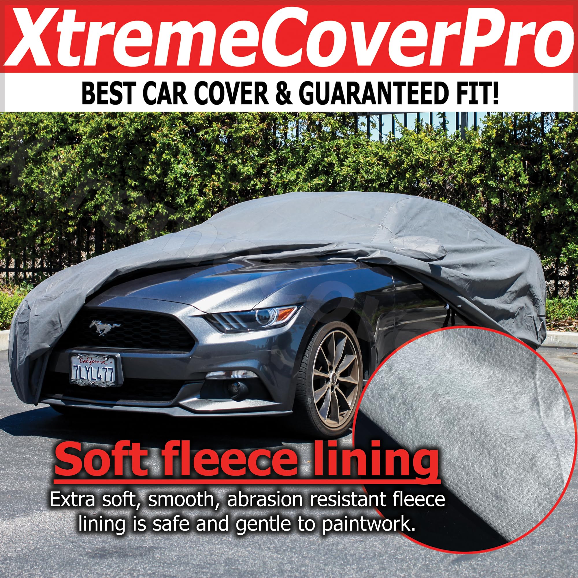 Custom Fit Car Cover for Ford Mustang 2015-2023 | XTREMECOVERPRO Platinum Series Grey Waterproof Dustproof UV Protection | Indoor/Outdoor Car Protection for Parking, Travel & Storage