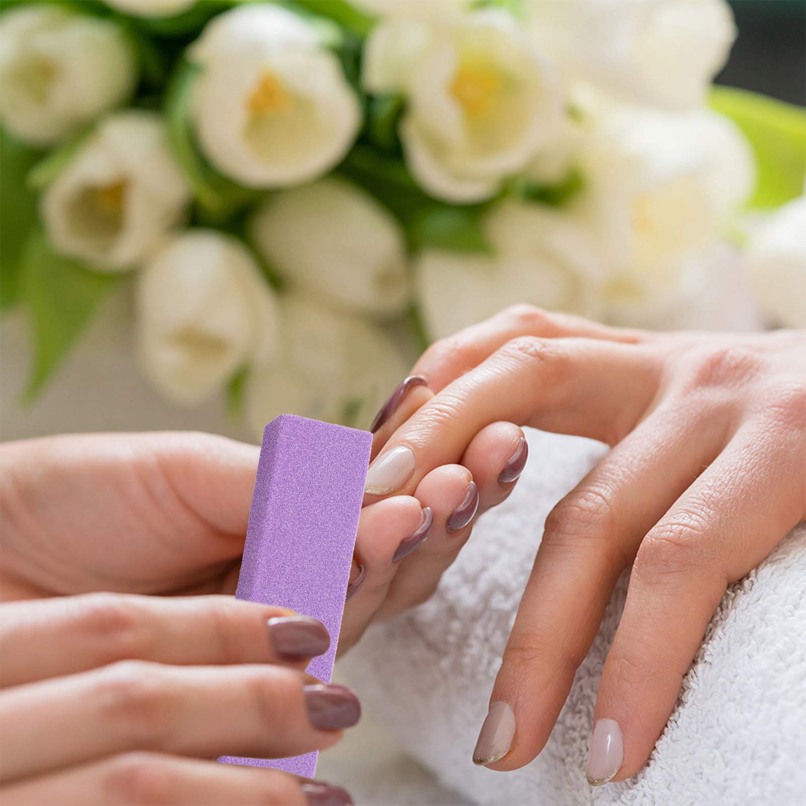 Professional 10pcs Nail Buffer Blocks for Gel & Acrylic Nails - 120 Grit Salon Nail Files, Manicure Sanding Blocks Kit (Purple) - Perfect for Home & Salon Nail Care, DIY Manicures & Nail Art