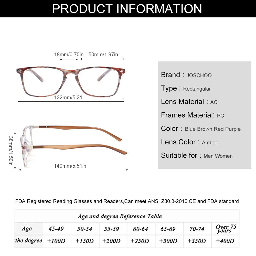 Blue Light Blocking Reading Glasses for Men & Women - JOSCHOO Computer Glasses with Anti-UV & Anti-Glare (Brown Stripe, +2.25) - Perfect for Office Work, Gaming & Digital Screen Use