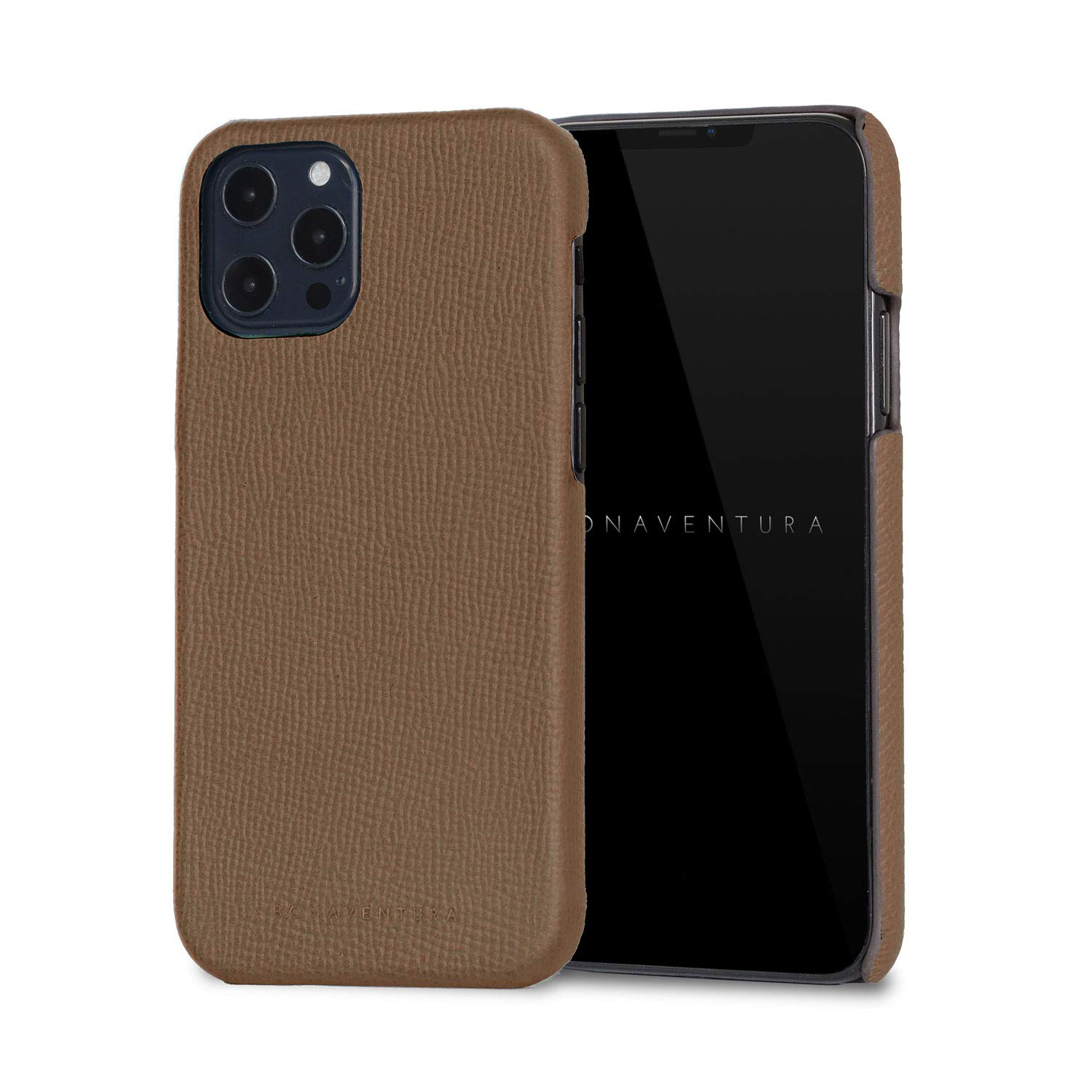 BONAVENTURA Noblessa Premium Leather Back Cover Case for iPhone 12 Pro Max - Slim & Protective Etoupe Design - Perfect for Everyday Use & Travel