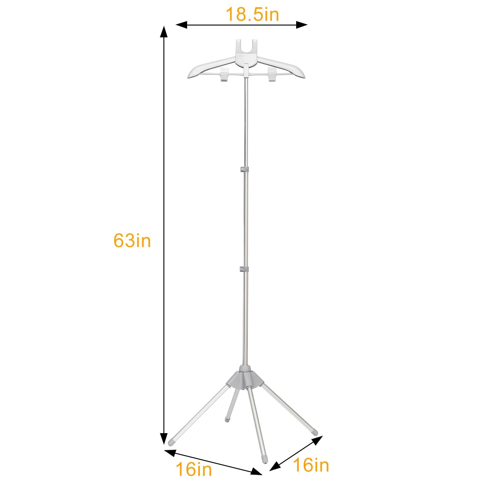 Portable Standing Clothes Steamer with Adjustable Hanger & Ironing Gloves | Foldable Garment Drying Rack | Handheld Steamer for Travel & Home Use | Perfect for Wrinkles Removal & Quick Ironing | Grey