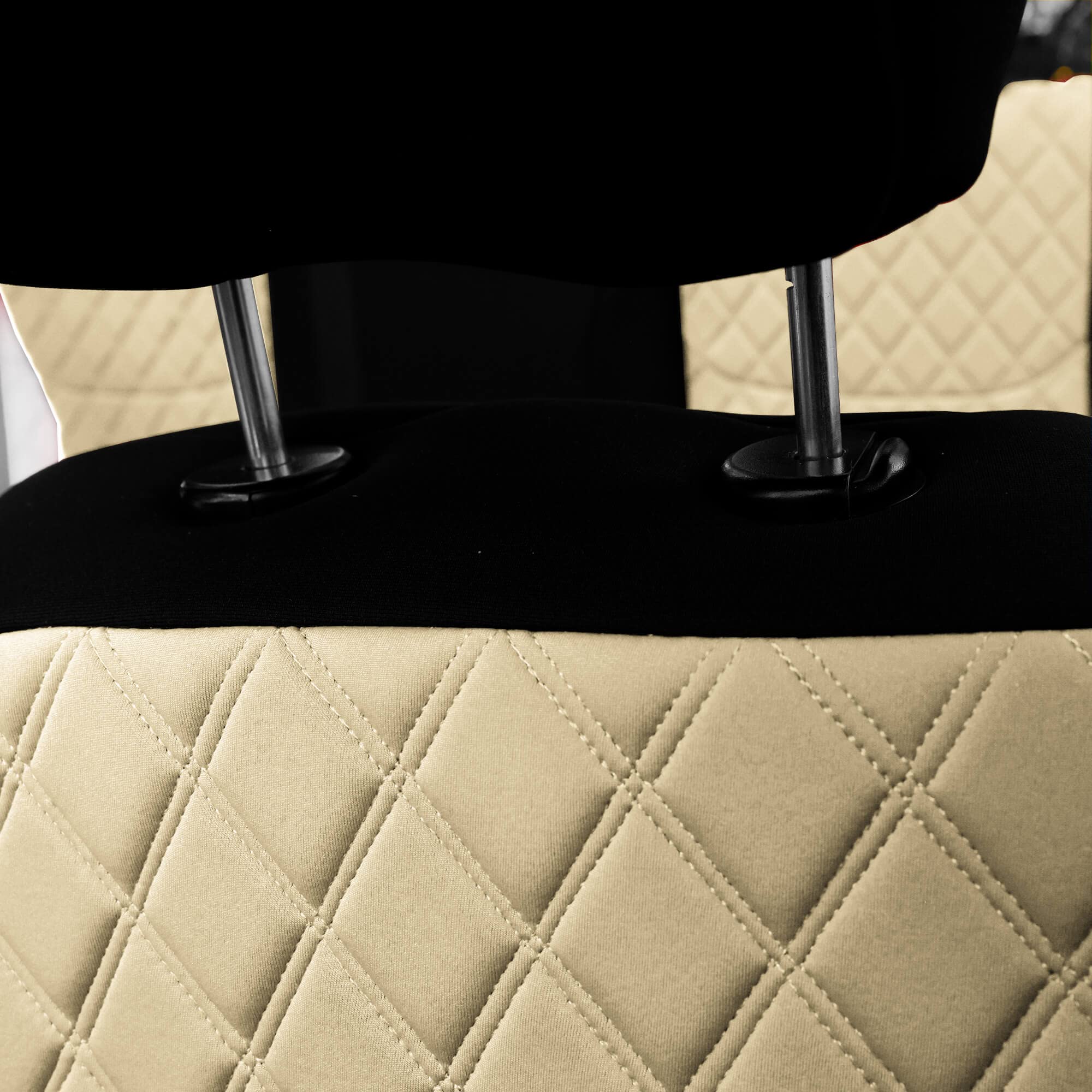 FH Group Custom Fit Neoprene Seat Covers for 2007-2017 Jeep Wrangler JK 4 Door - Water Resistant 2nd Row Rear Set in Beige | Perfect for Off-Road Adventures & Daily Commutes